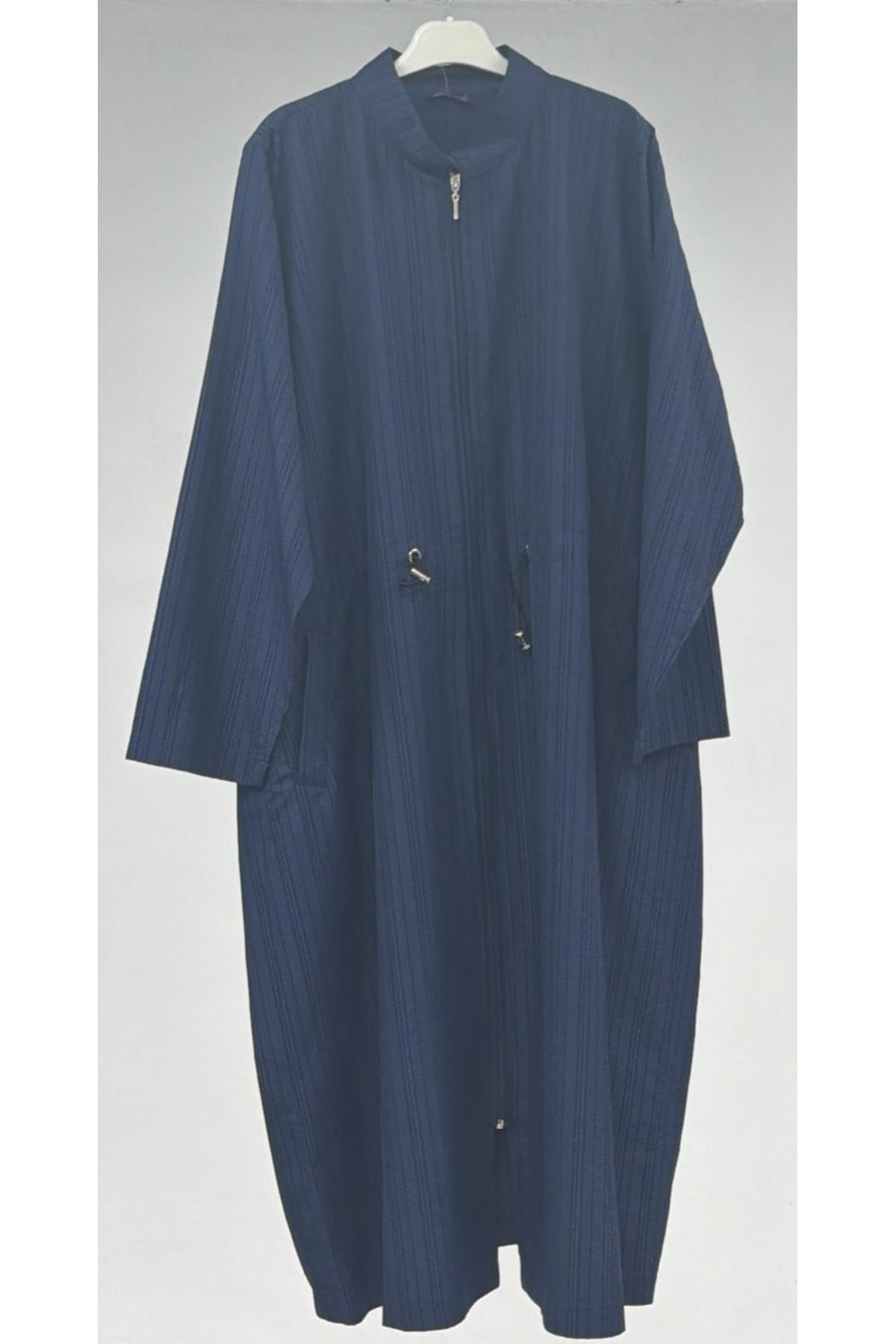 T-43056 Büyük Beden Hakim Yaka Trençkot - Lacivert