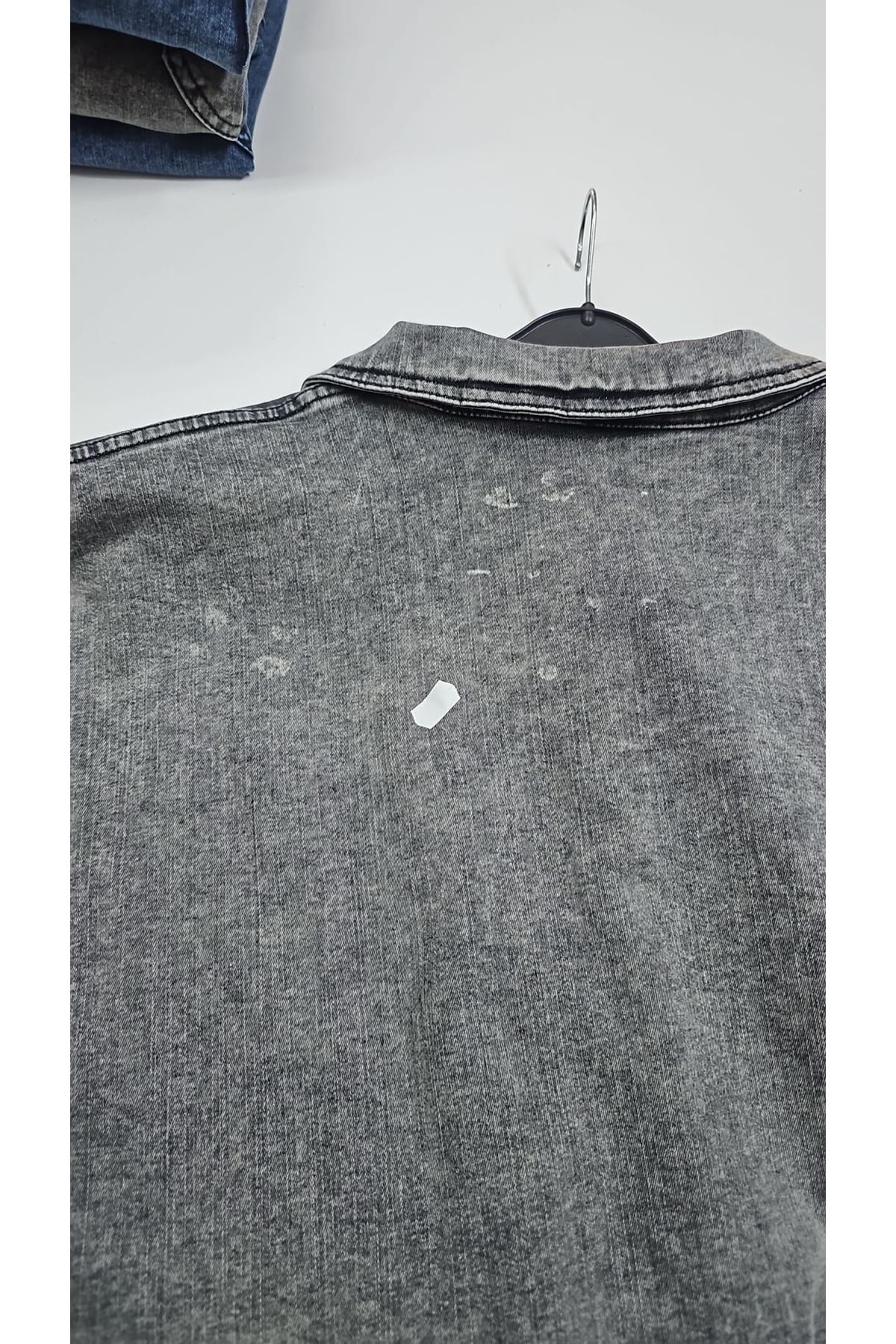 D-53022 Büyük Beden Yıldız İnci Çakma Detaylı Kot Ceket - Antrasit