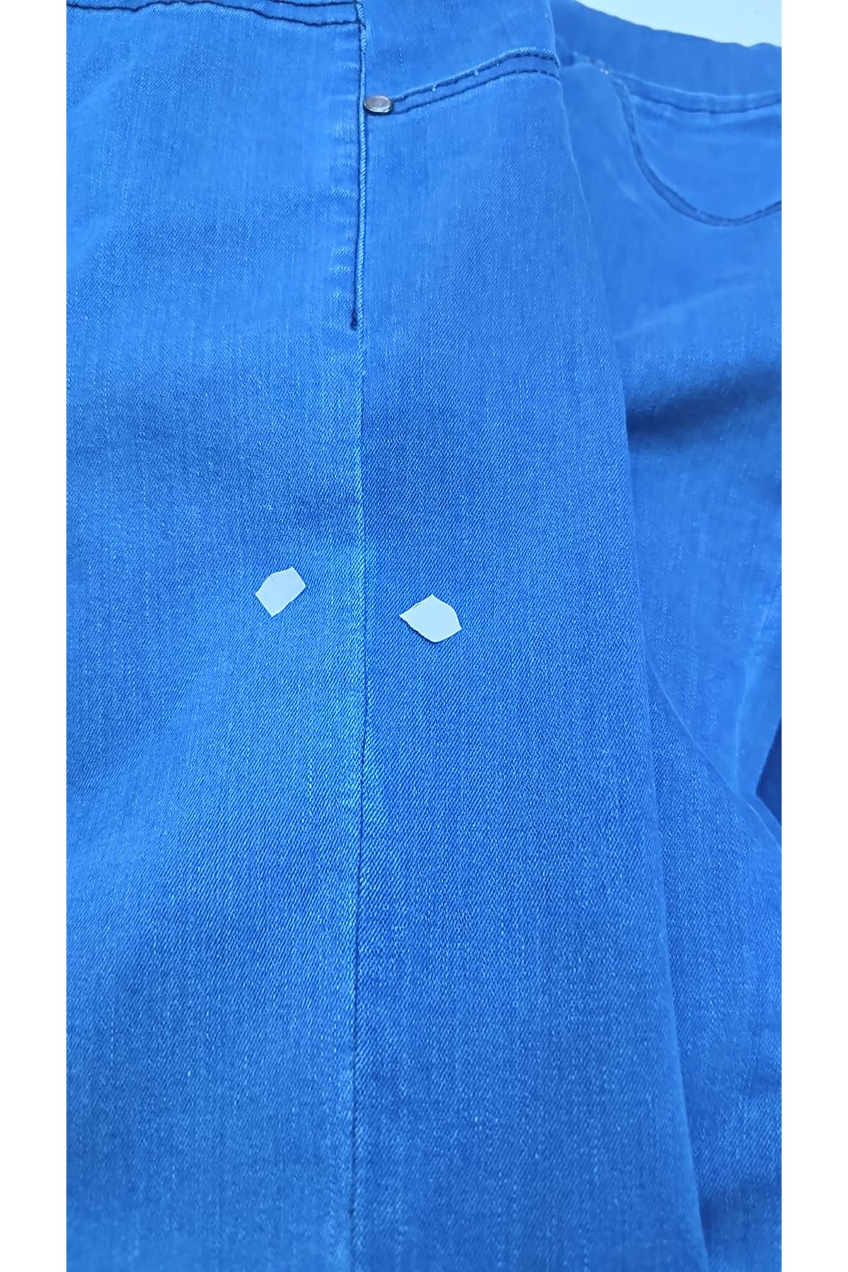 D-9182-9 Büyük Beden Beli Lastikli Bolpaça Kot Pantolon - Açık Mavi