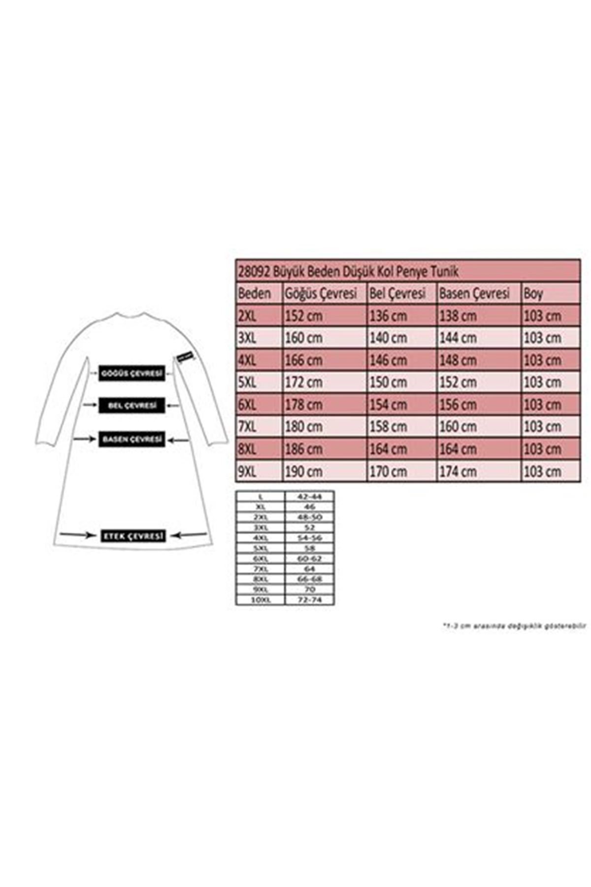 T-28092 Büyük Beden Düşük Kol Penye Tunik - Siyah