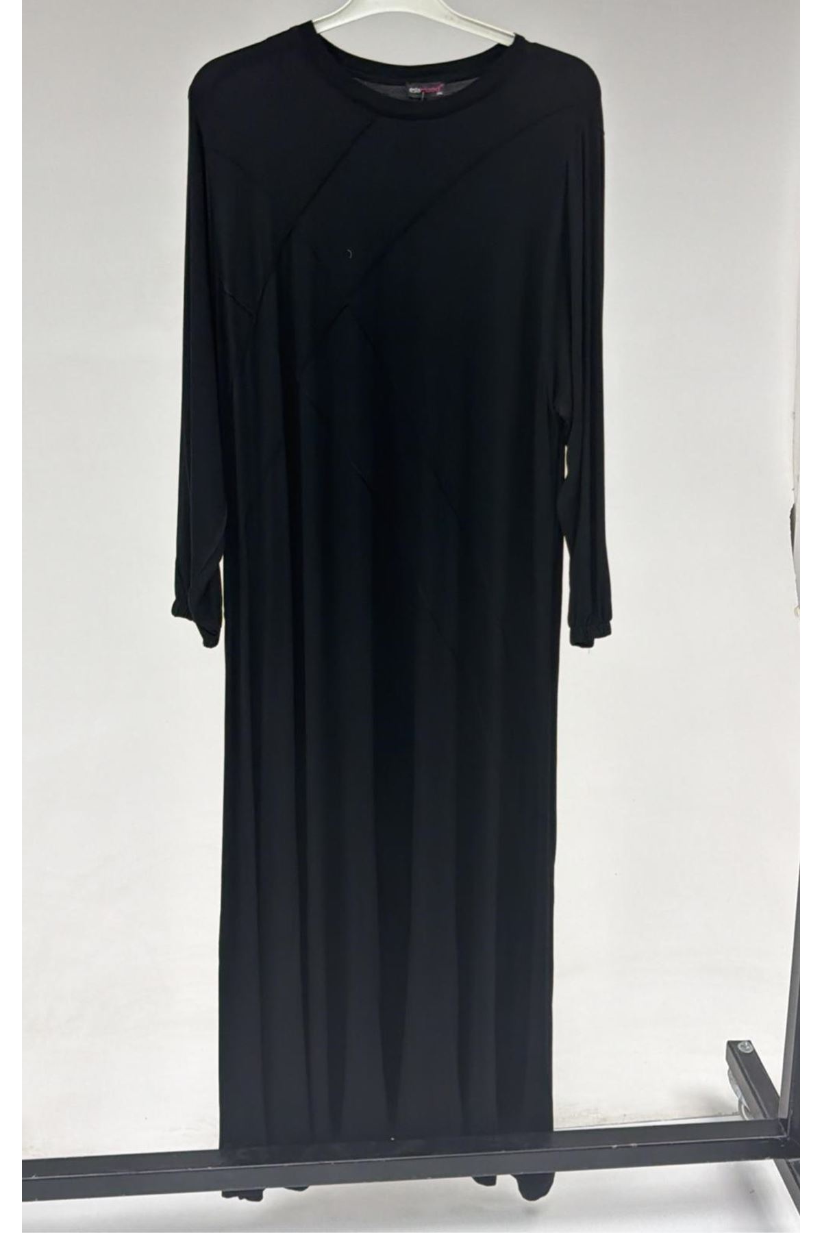 T-62002  Büyük Beden Penye Elbise - Siyah