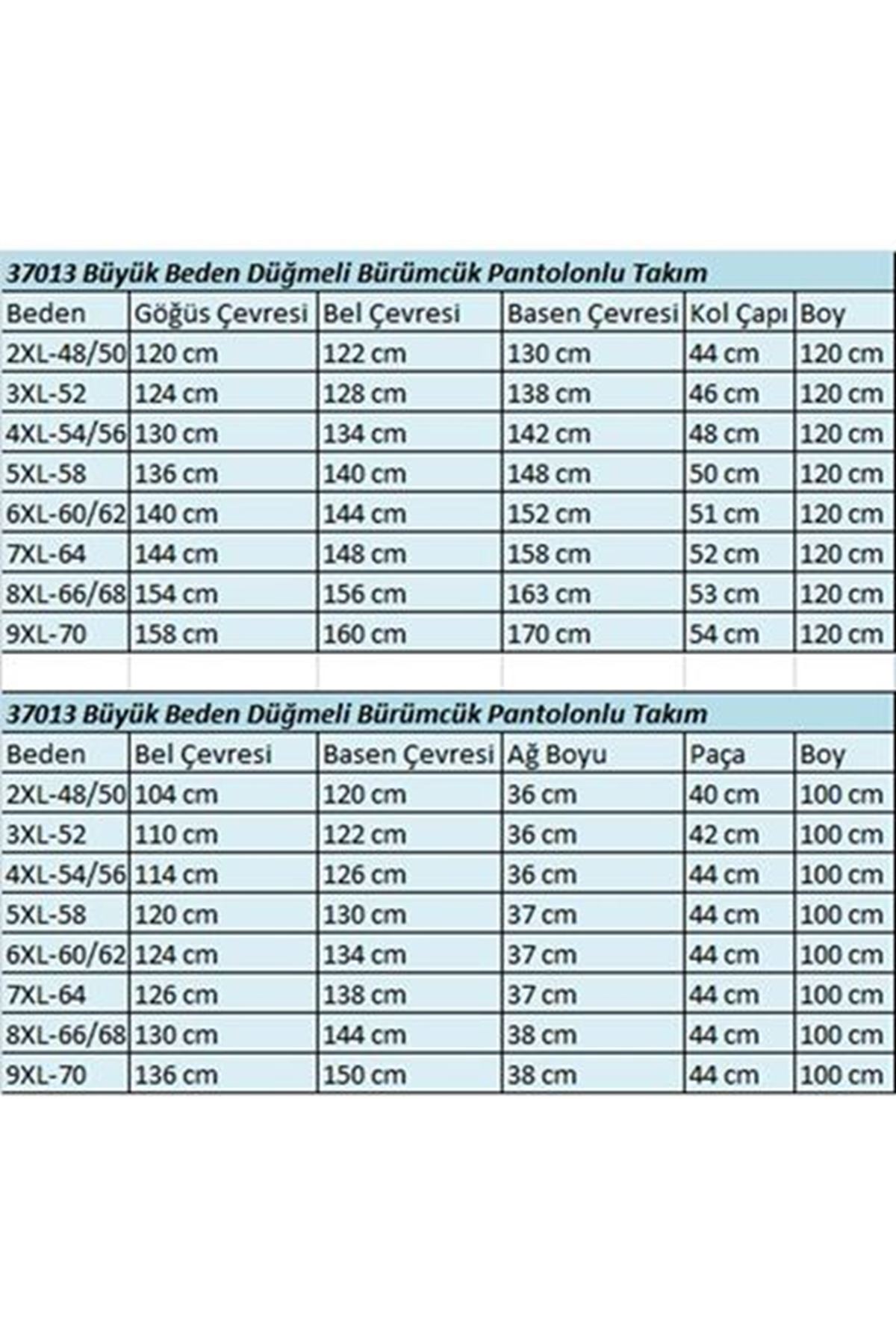 T-37013 Büyük Beden Düğmeli Bürümcük Pantolon - Siyah