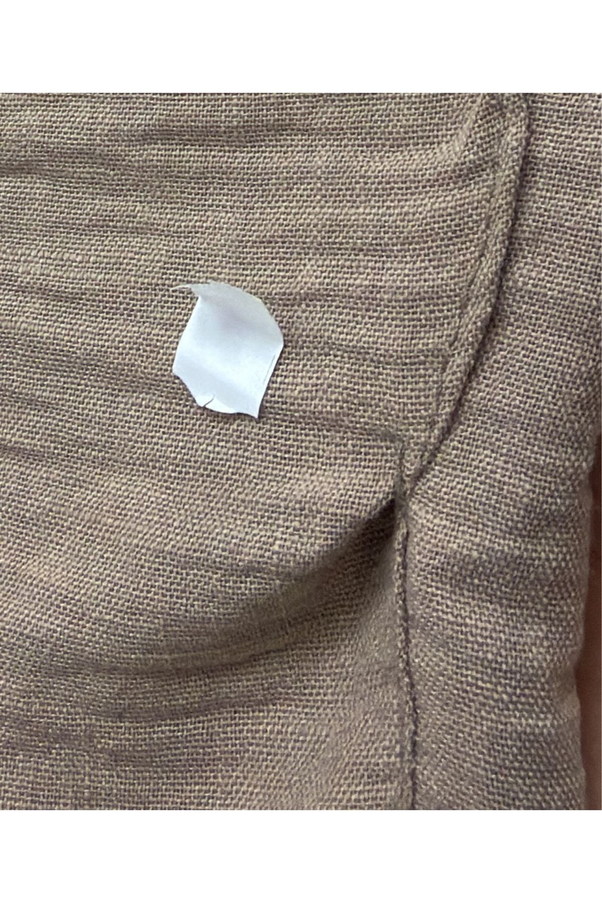 D-57030 Büyük Beden Düğmeli Keten Defolu Pantolon - Bej