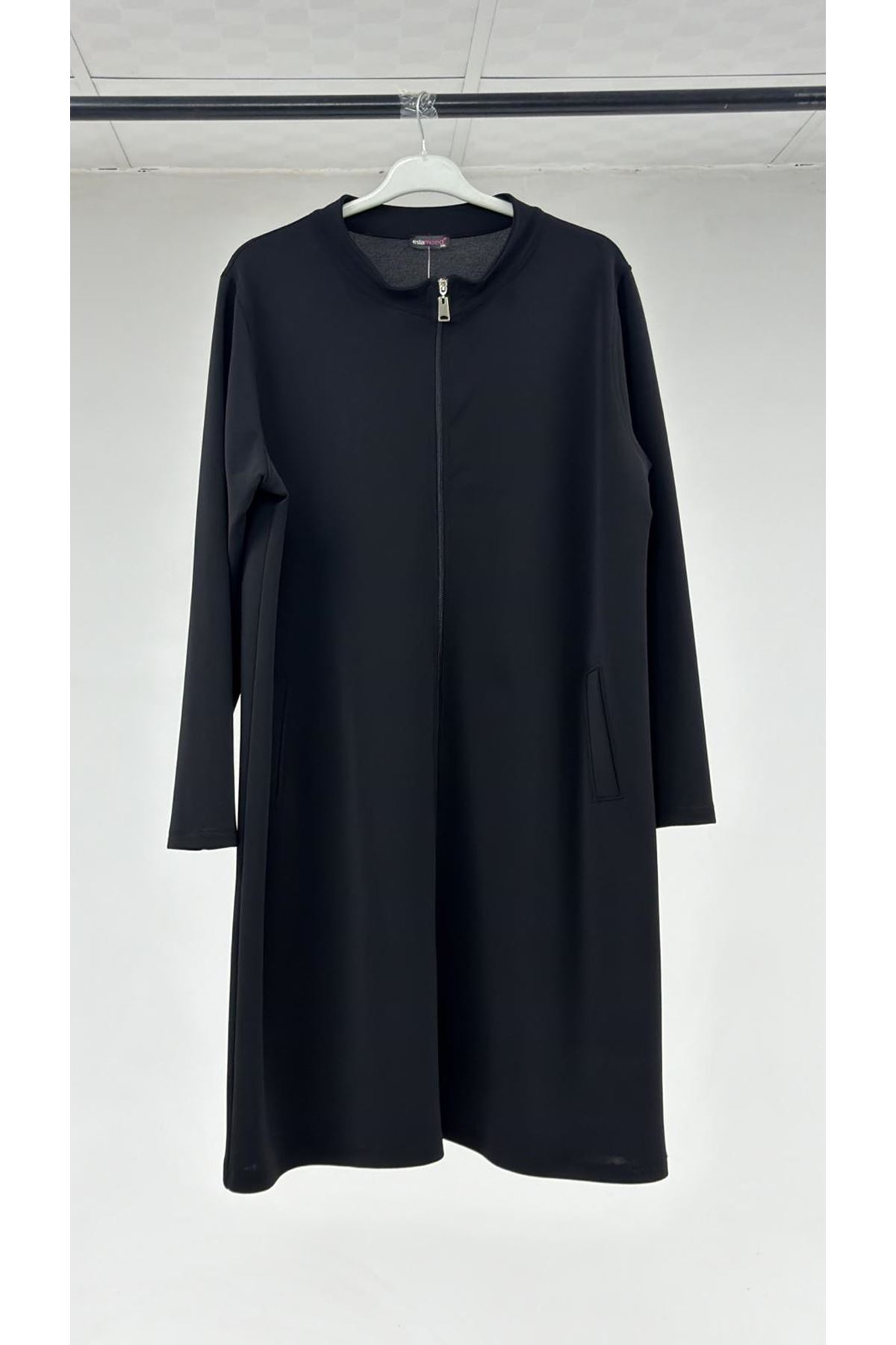 T-3009 Büyük Beden Etamin Kap - Siyah