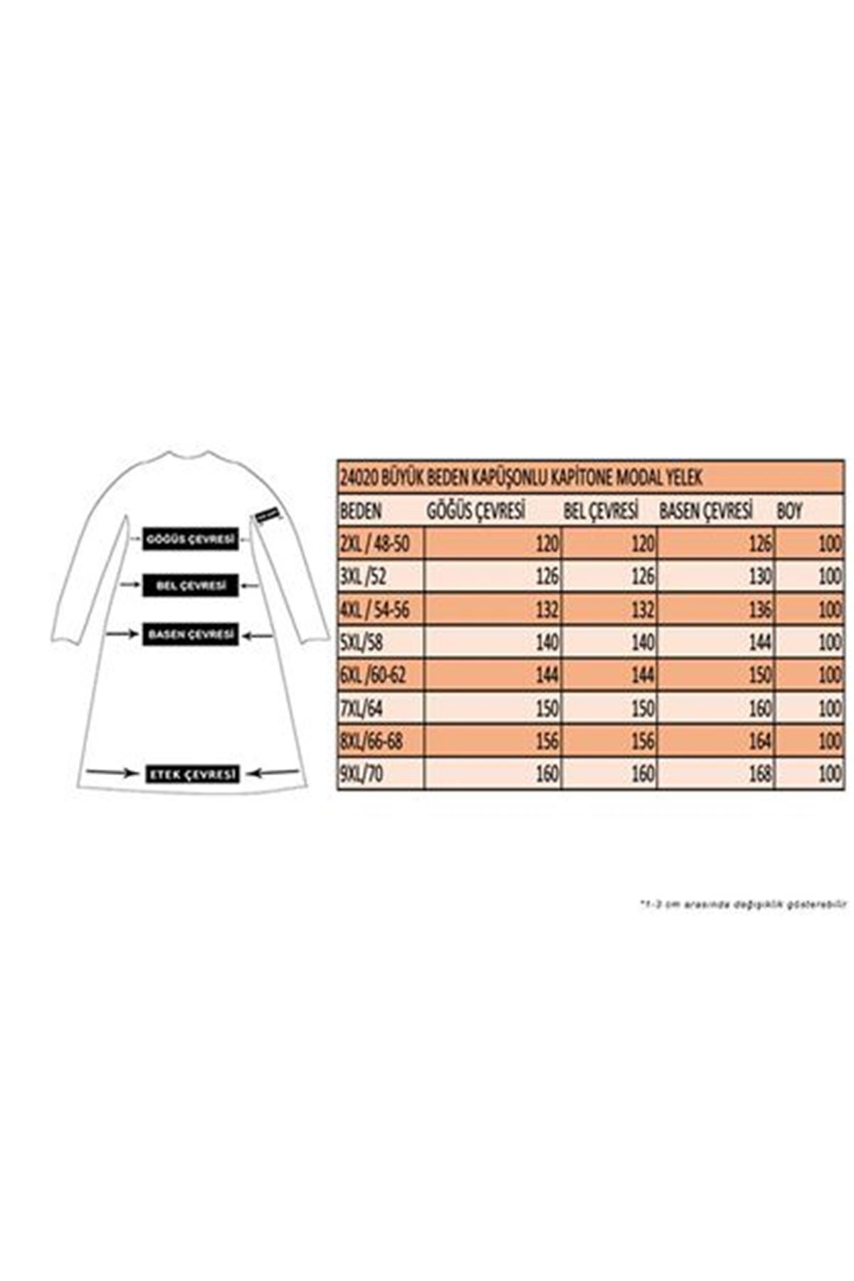 T-24020 Büyük Beden Kapüşonlu Kapitone-Modal Yelek - Siyah