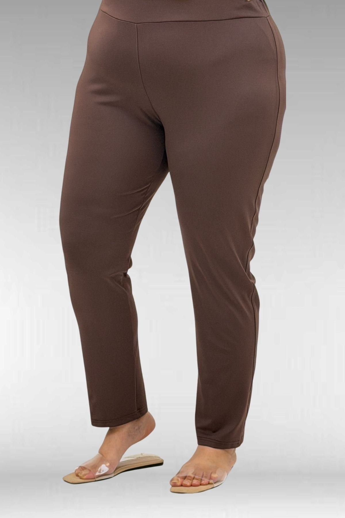 1732 Büyük Beden Balıkçı Yaka Fermuarlı Mayo - Kahve