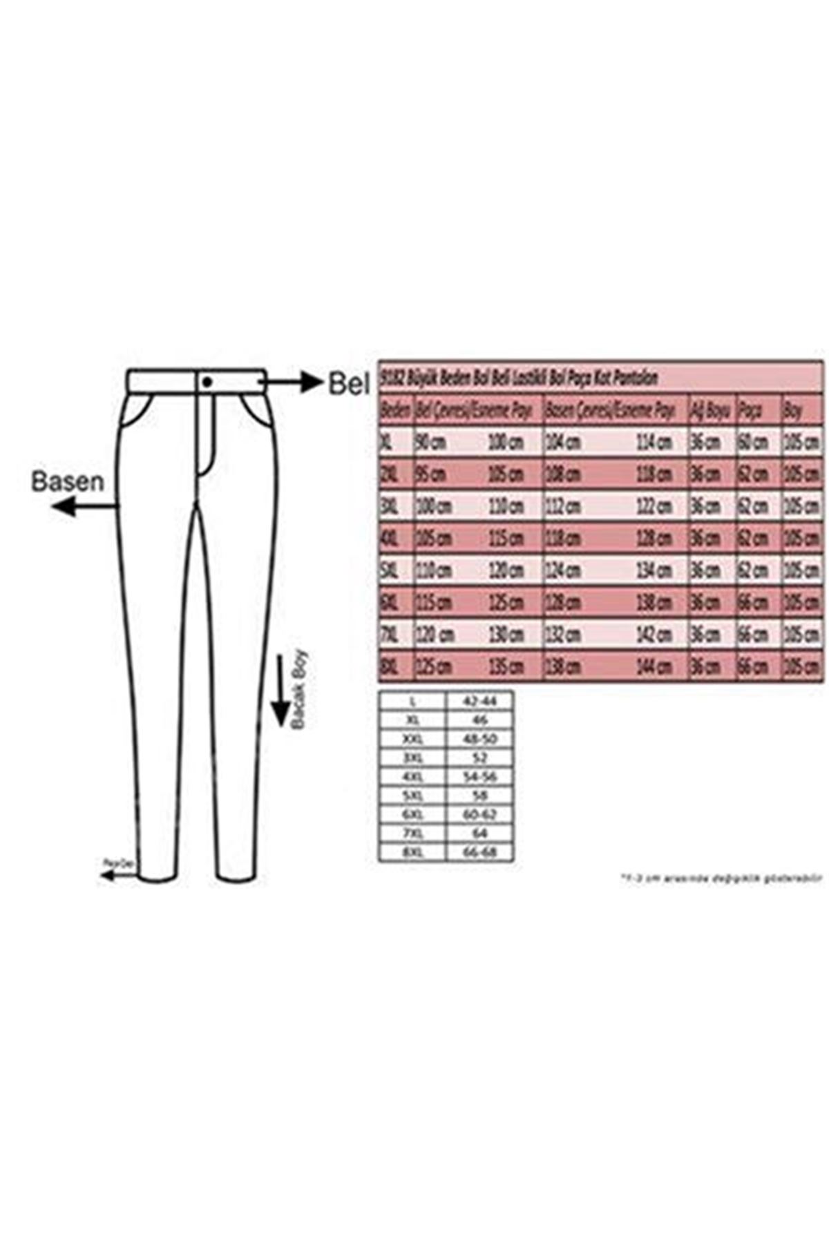 9182-9 Büyük Beden Beli Lastikli Bolpaça Kot Pantolon - Mavi