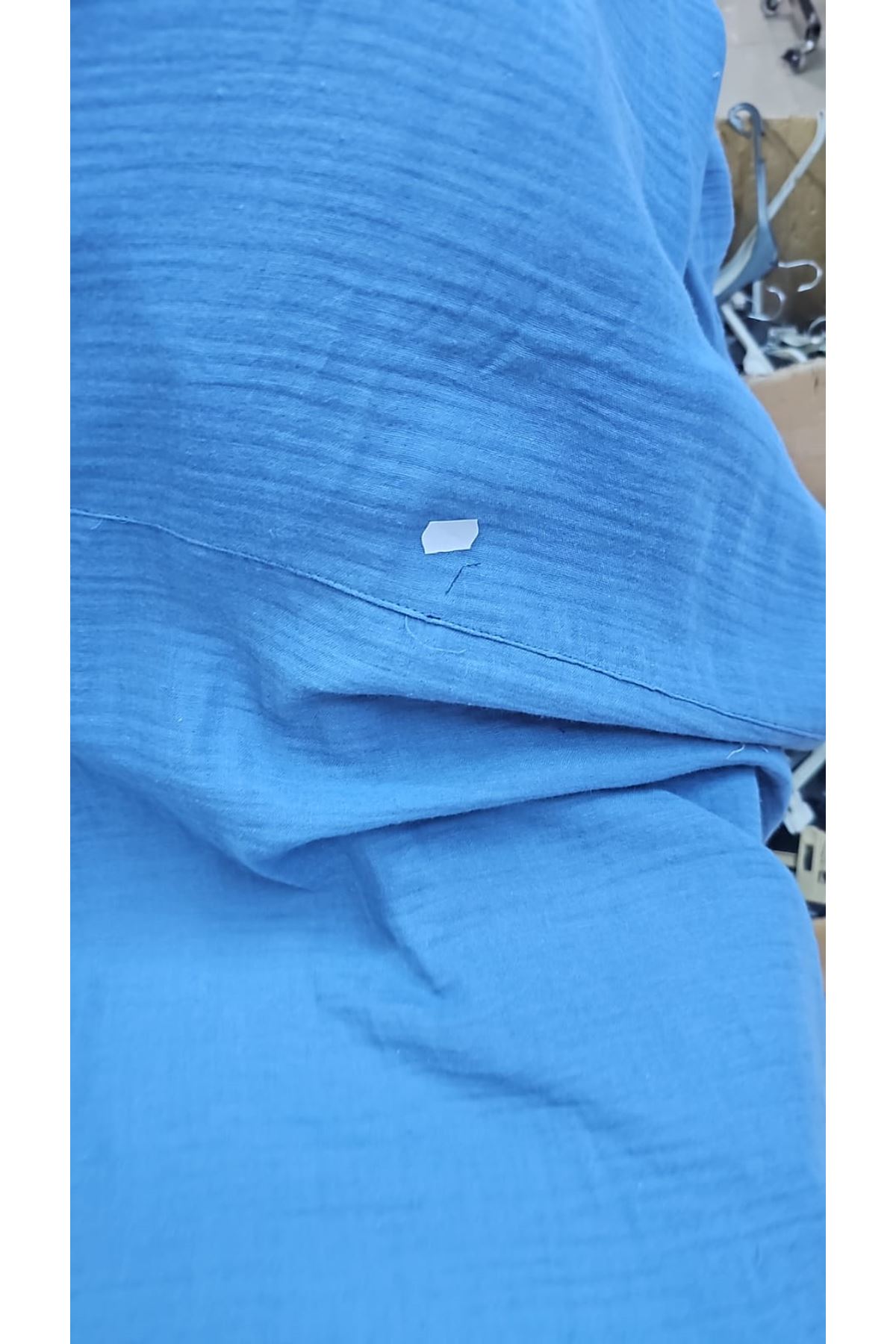 D-67023 Büyük Beden Önü Pile Detaylı Müslin Pantolonlu Takım - İndigo