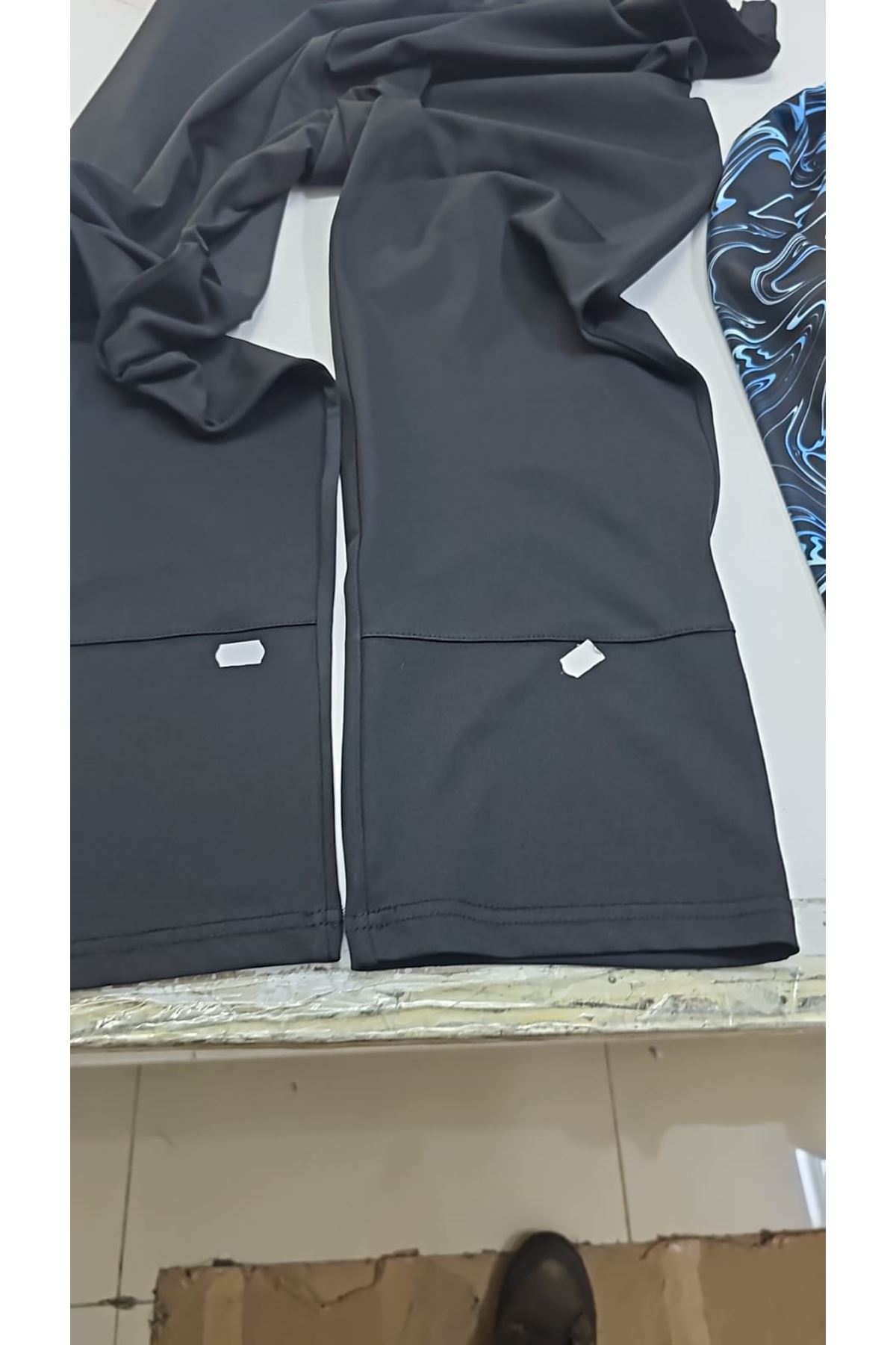 D-1732 Büyük Beden Balıkçı Yaka Fermuarlı Mayo - Aqua Mavi-Siyah 