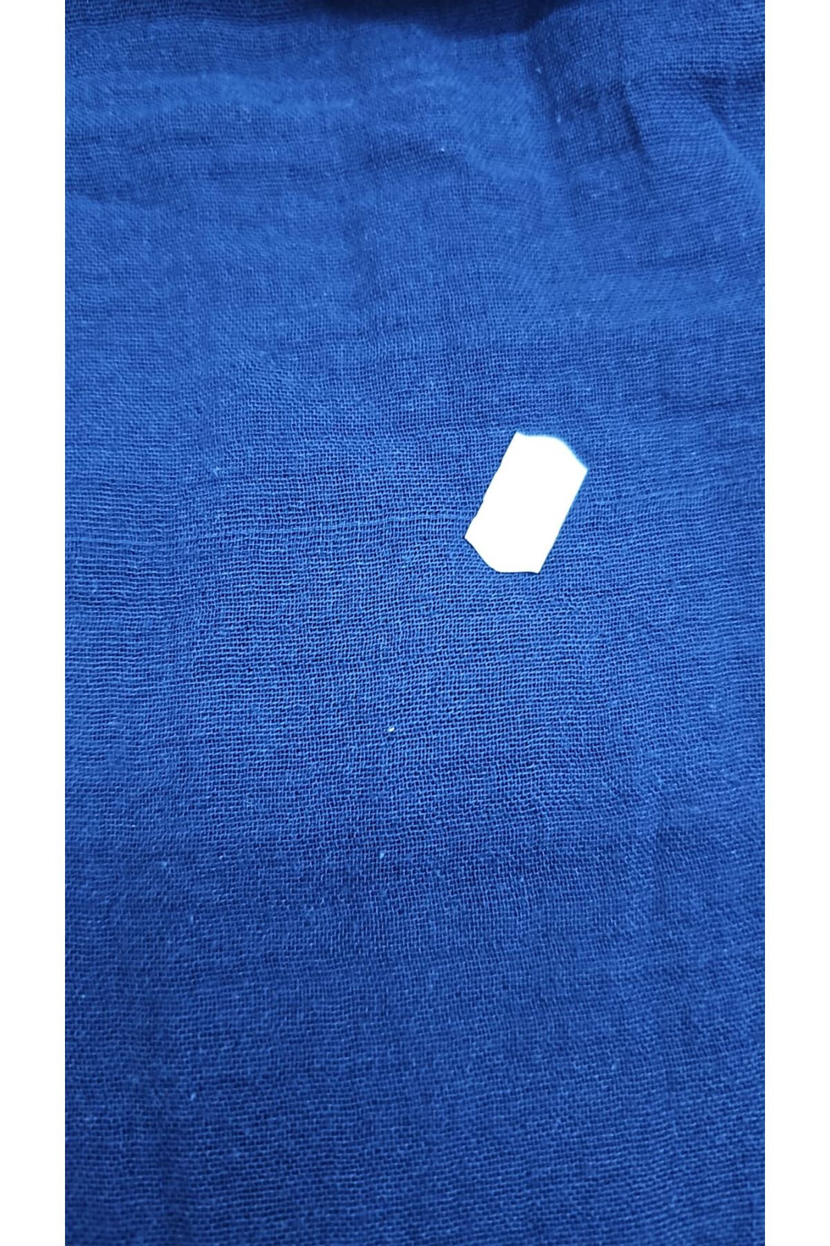 D-59022 Büyük Beden Paçası Yarım Lastikli Müslin Pantolon - Lacivert