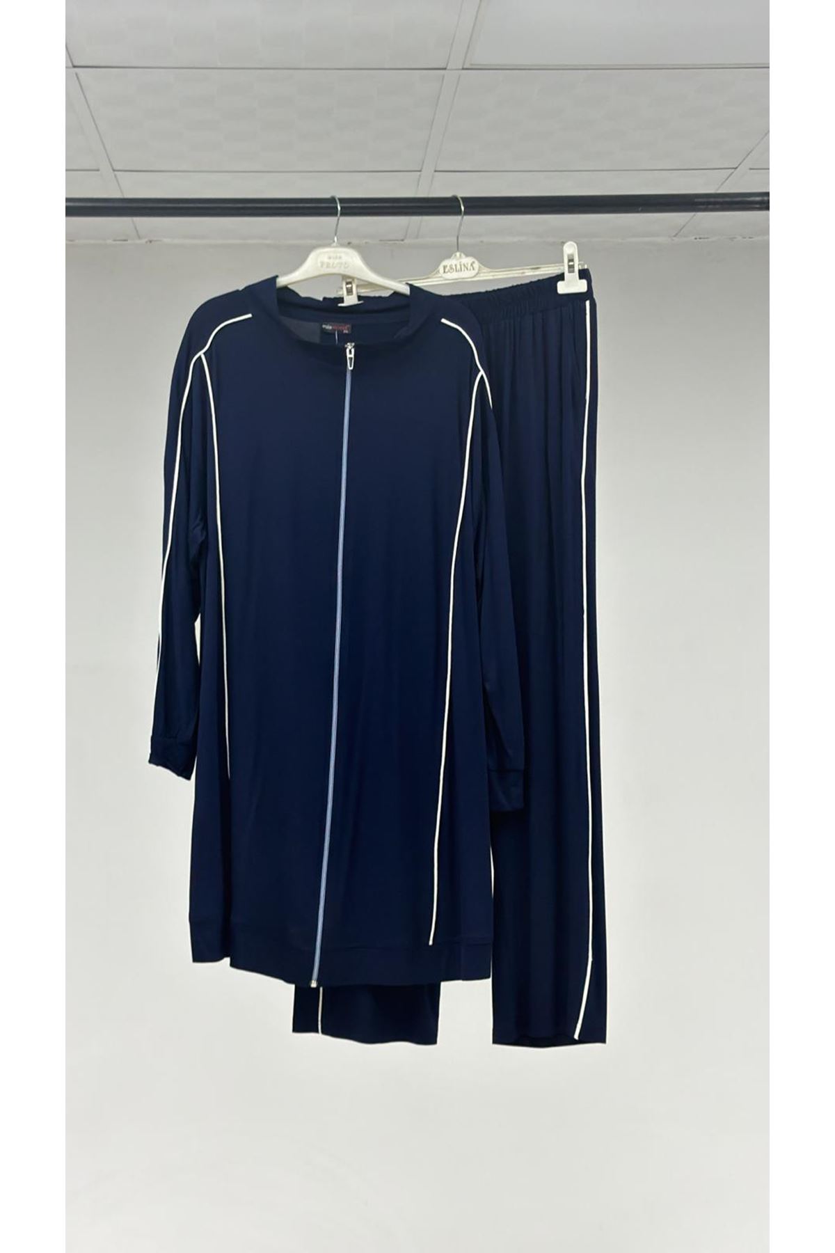 T-57069  Büyük Beden Pantolonlu Takım  - Lacivert