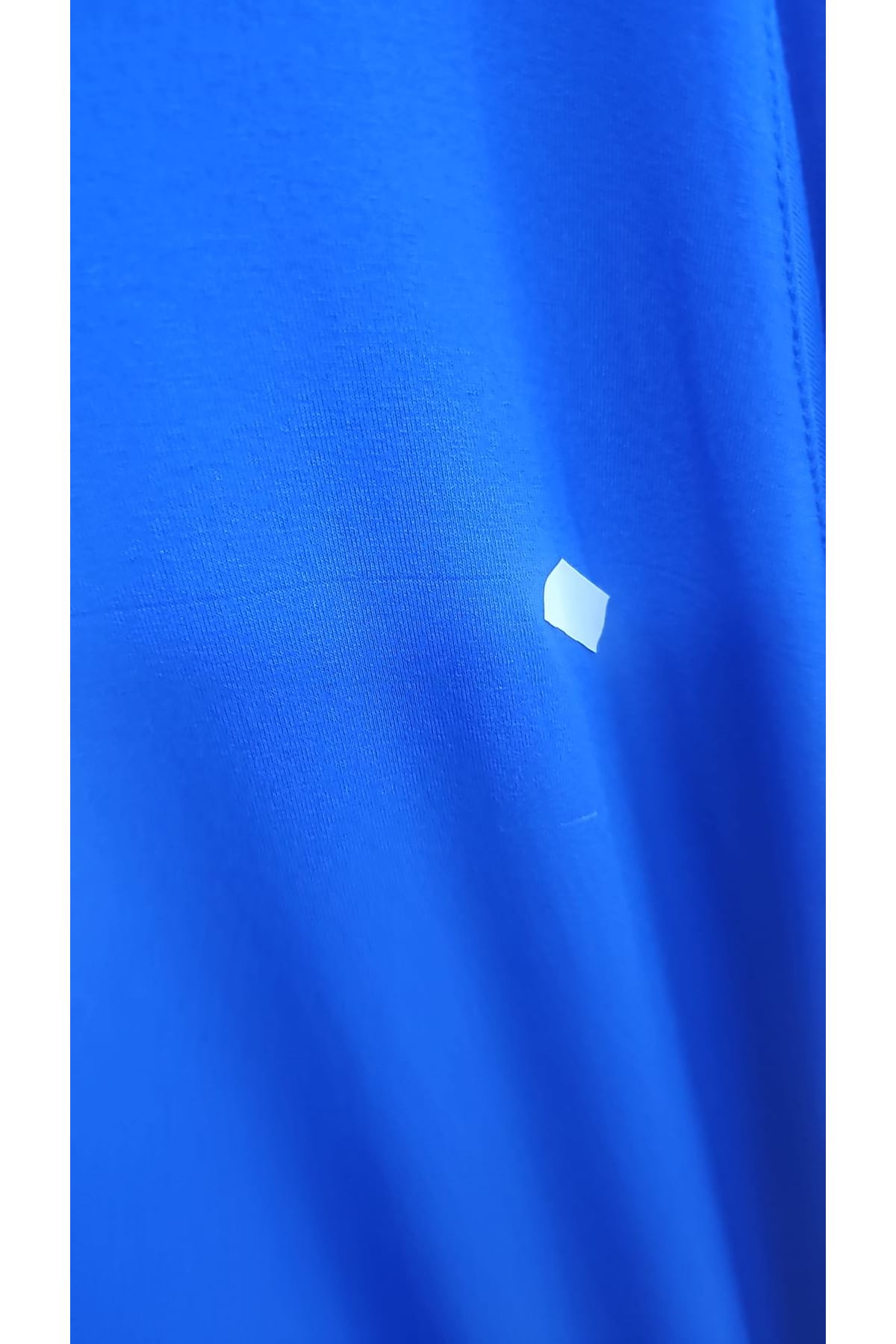 D-58507 Büyük Beden Yakası Biyeli Penye Tişört - Saks