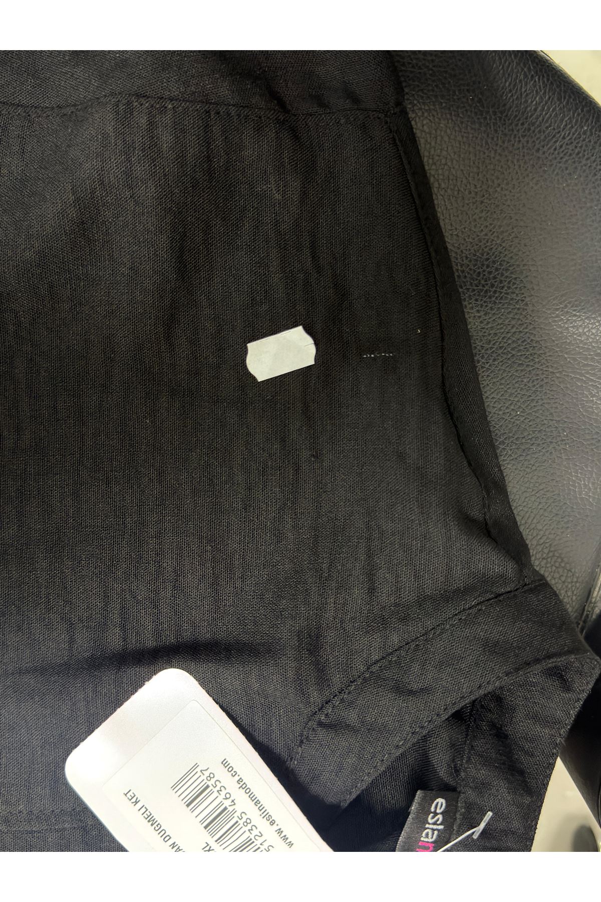 D-66003 Büyük Beden Boydan Düğmeli Keten Ferace - Siyah