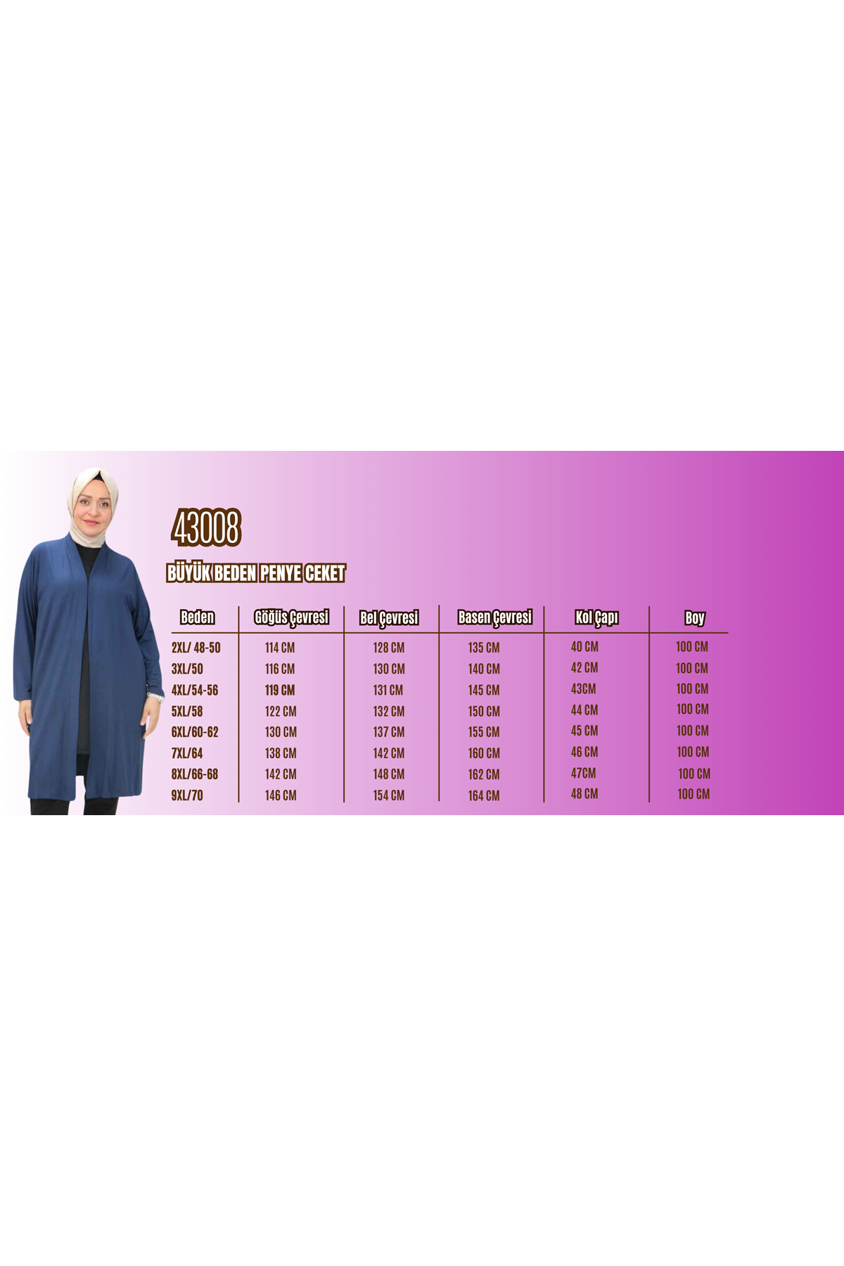 43008 Plus Size Combed Cotton Jacket-Black