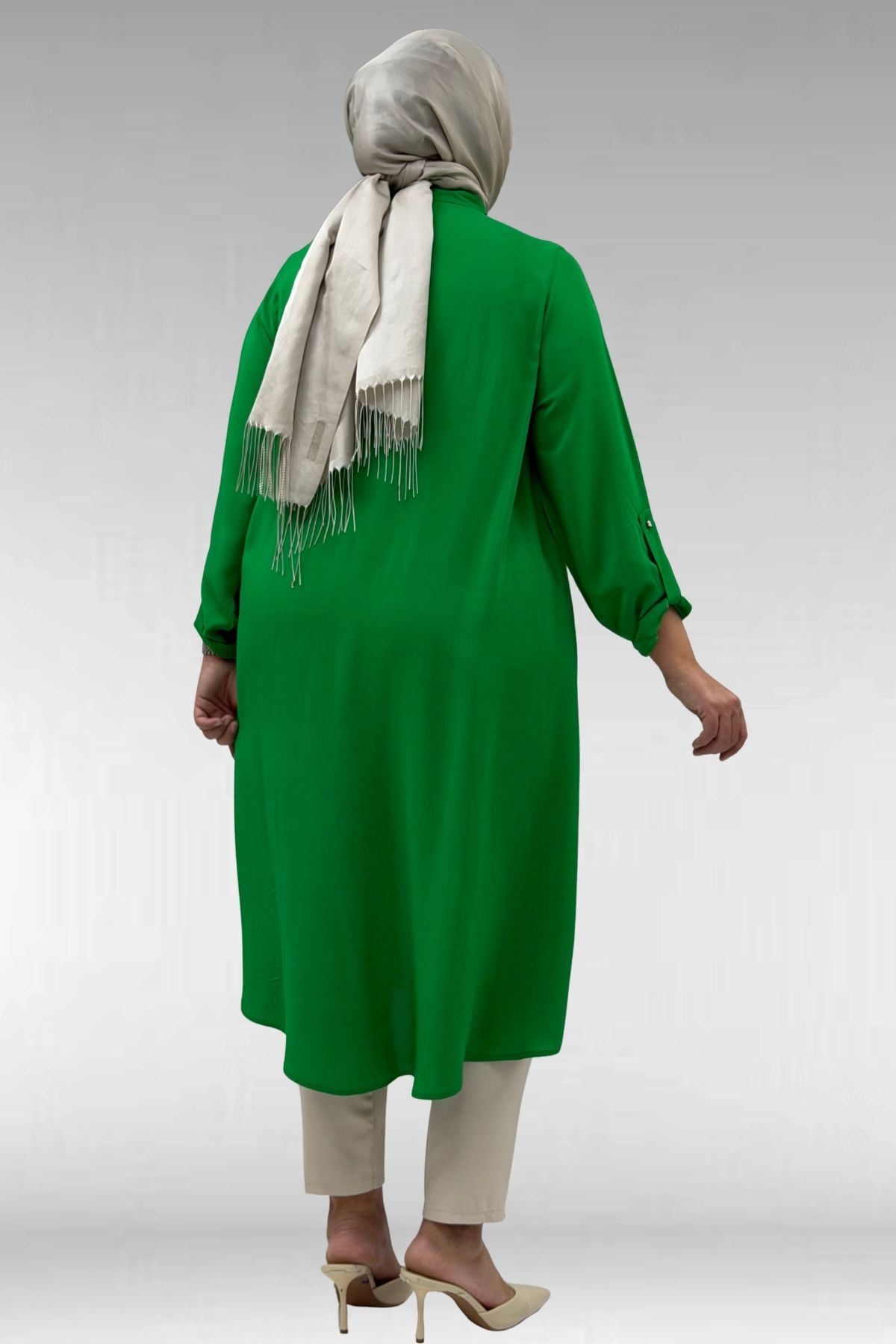 68039 Büyük Beden Hakim Yaka Maroken Gömlek - Benetton