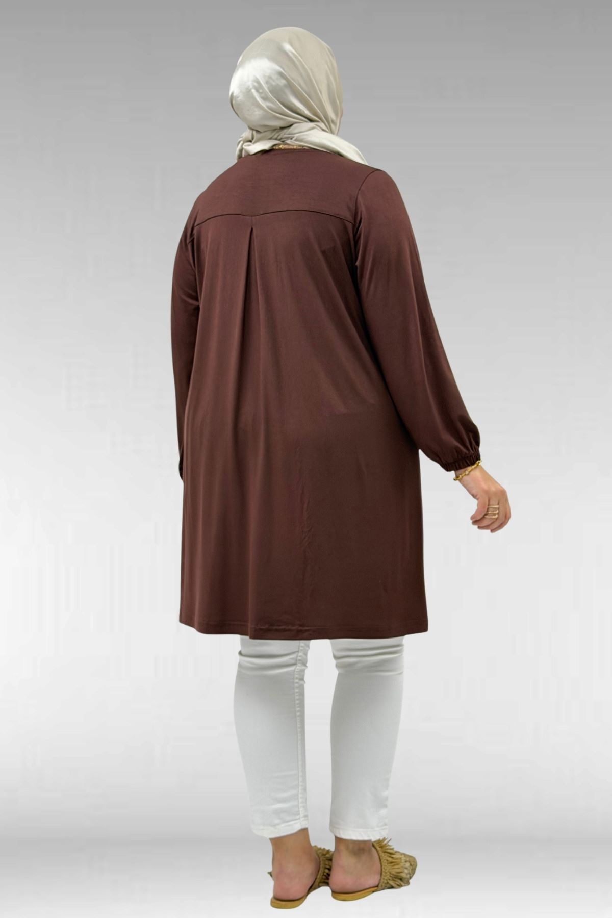 38014 Plus Size Pocket Detailed Combed Cotton Tunic - Black
