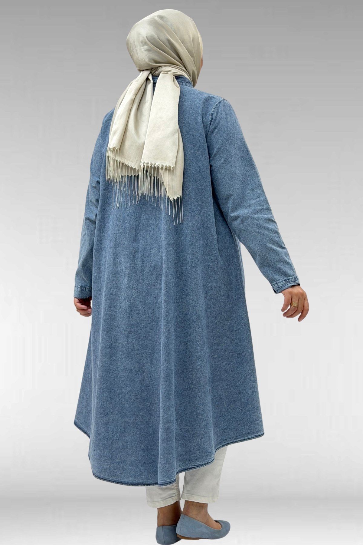 47008 Large Size Lyocell Tassel Trousers Suit-Blue