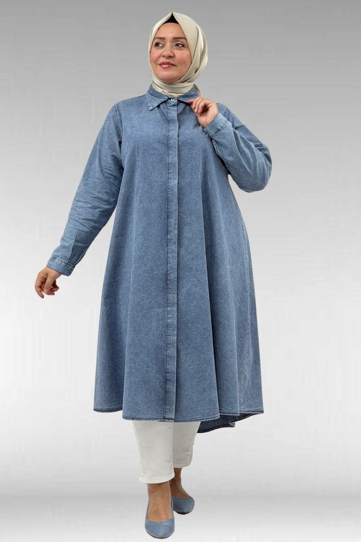 47008 Large Size Lyocell Tassel Trousers Suit-Blue