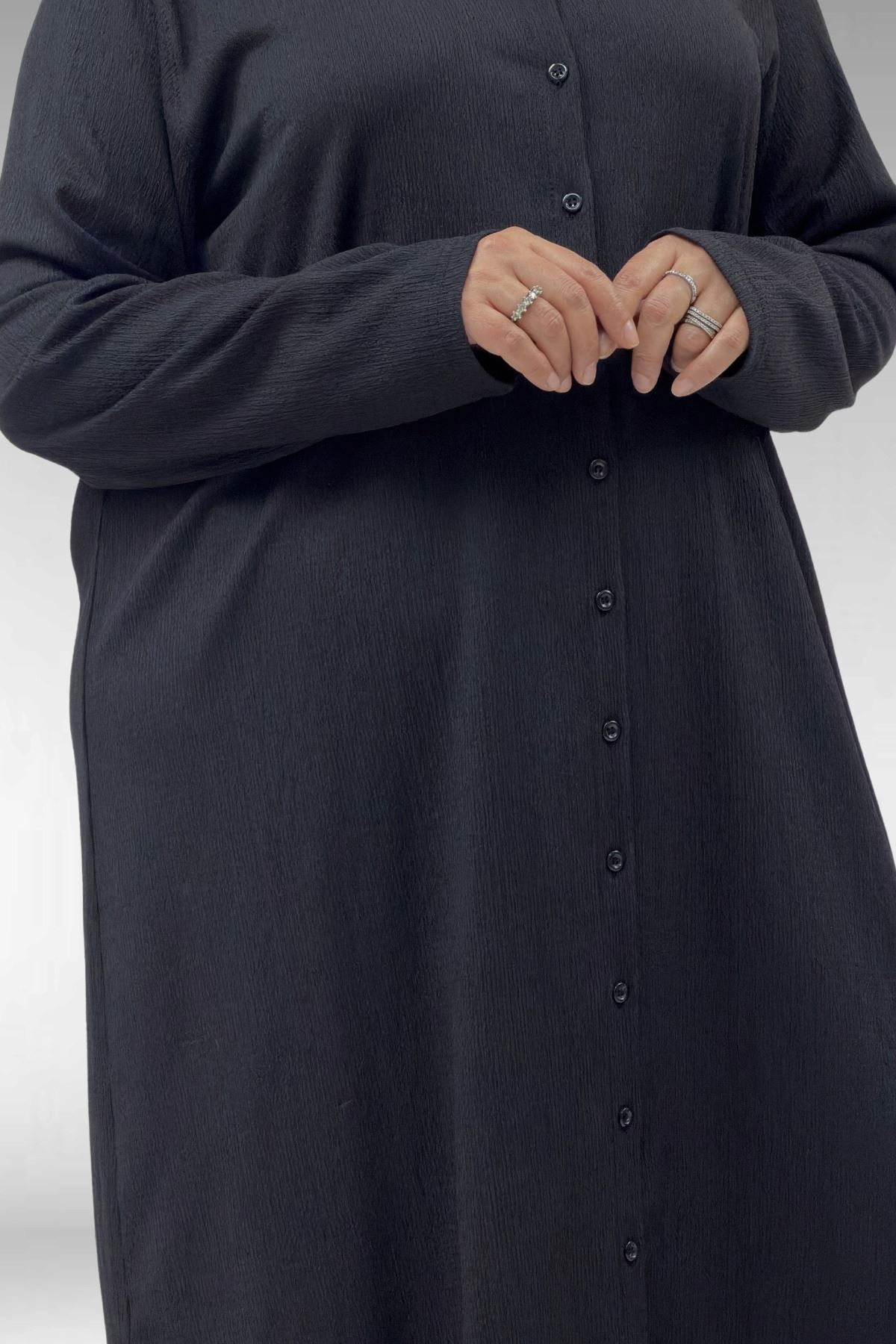 37013 Large Size Buttoned Suit with Wrinkled Trousers-Black