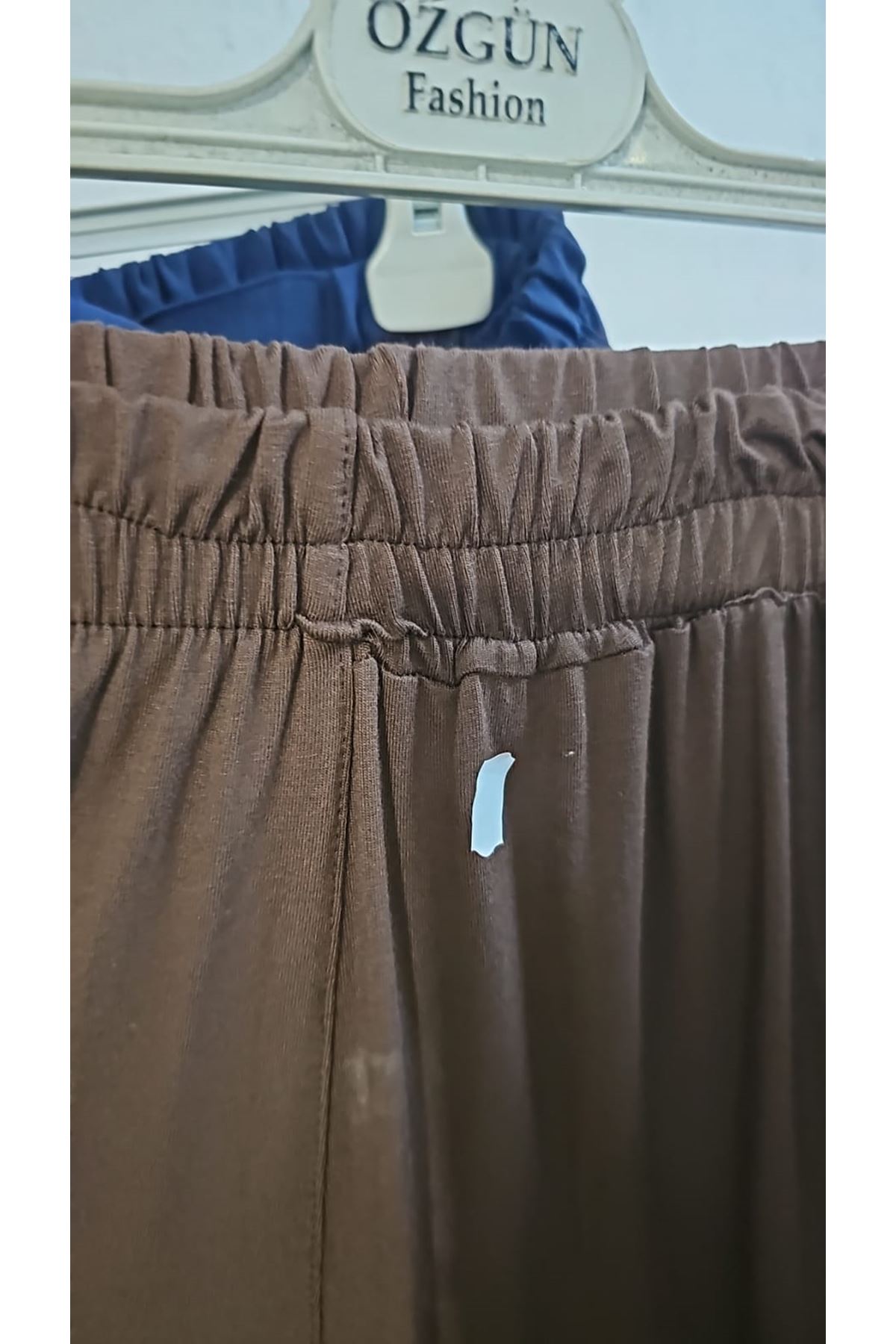 D-67025 Büyük Beden  Omuzu Şal Duruşlu Pantolonlu Takım - Bej-Kahve