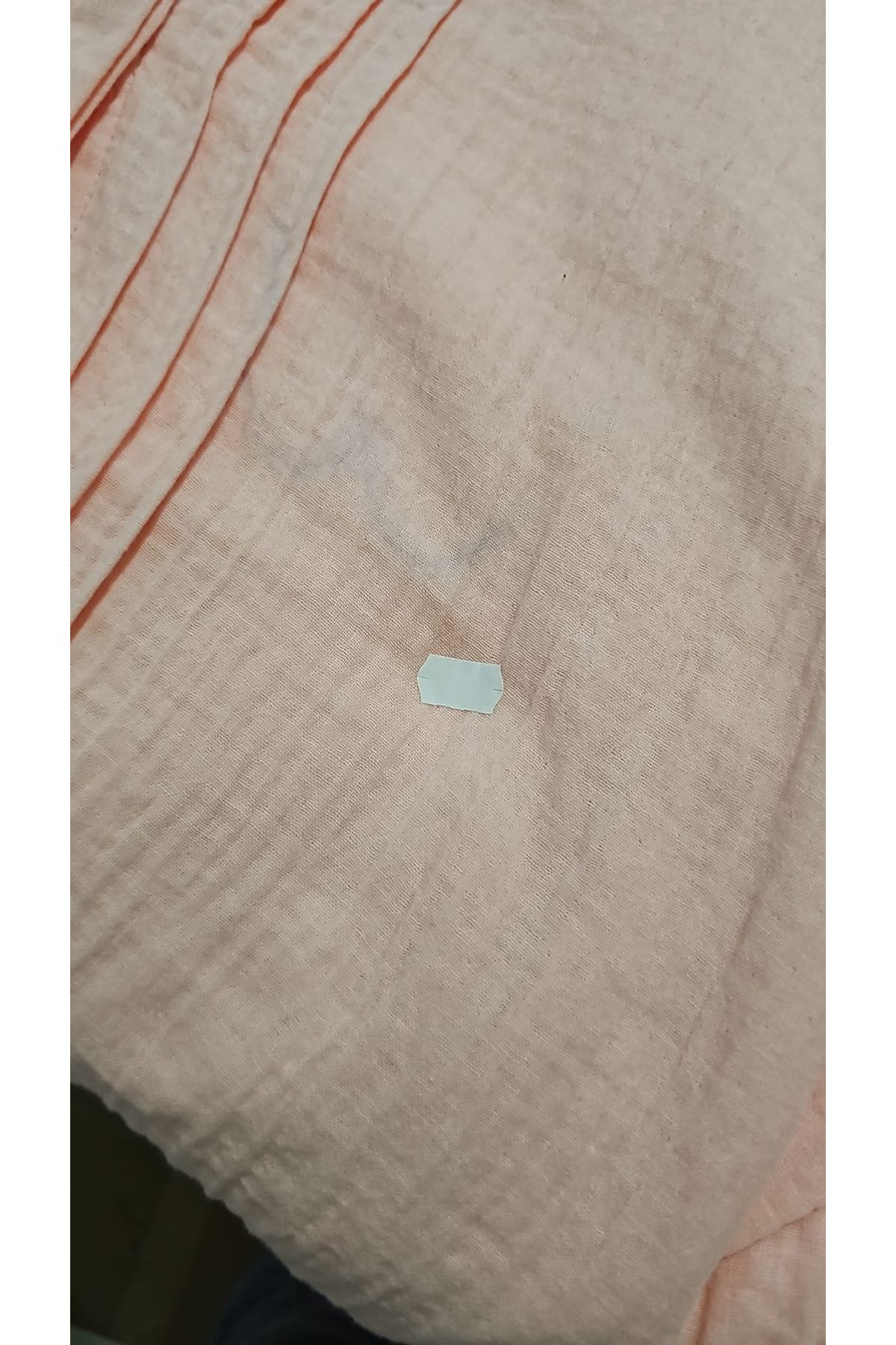 D-68022 Büyük Beden Boydan Pile Detaylı Müslin Gömlek - Toz Pembe  
