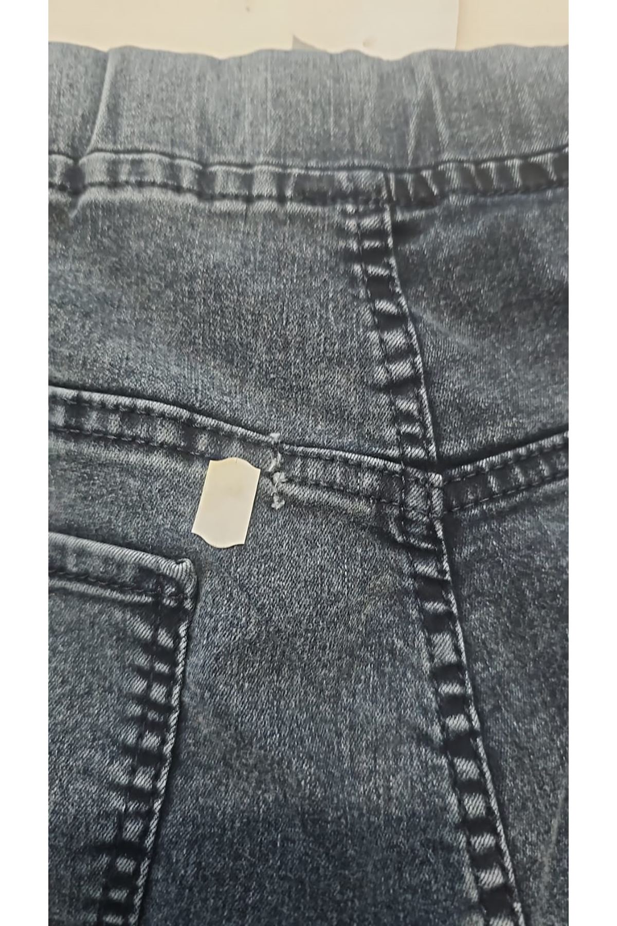 D-9137-22 Büyük Beden İspanyol Paça Kot Pantolon - Kar Yıkama Lacivert 