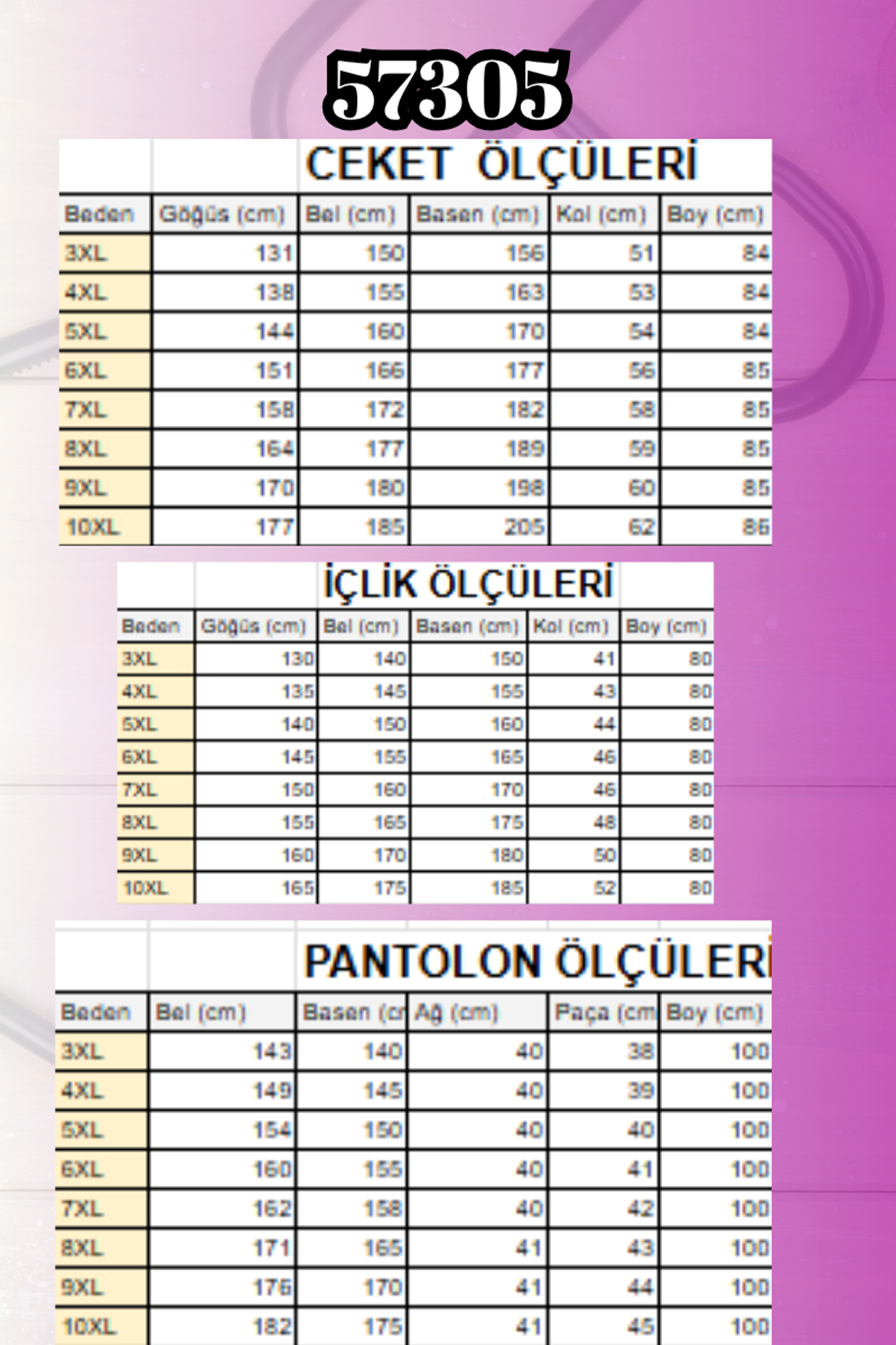 D-57305 Büyük Beden Modal Yeleği Cepli Üçlü Takım - İndigo