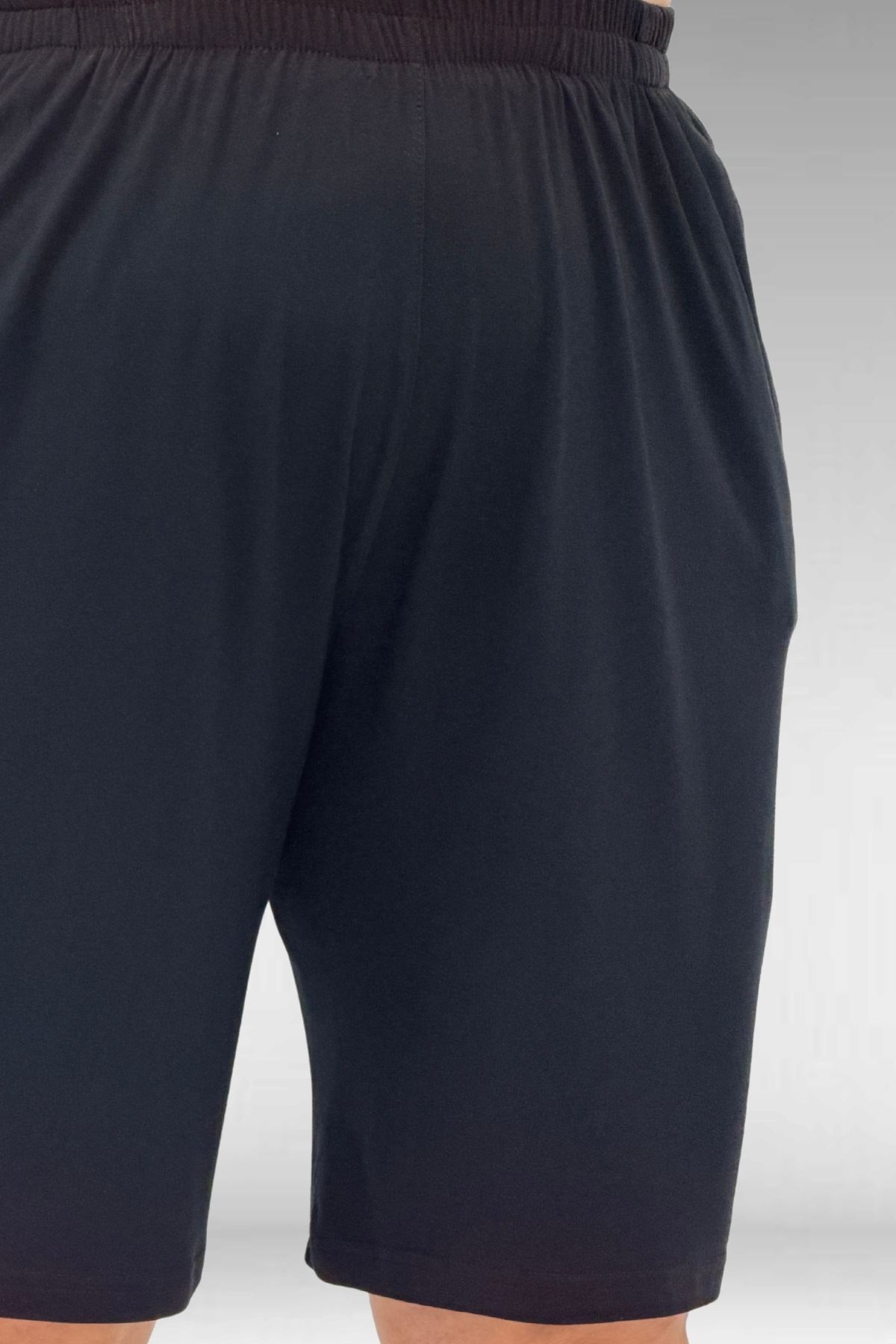 67806 Büyük Beden Şort -Tişört Penye Pijama Takımı - Siyah