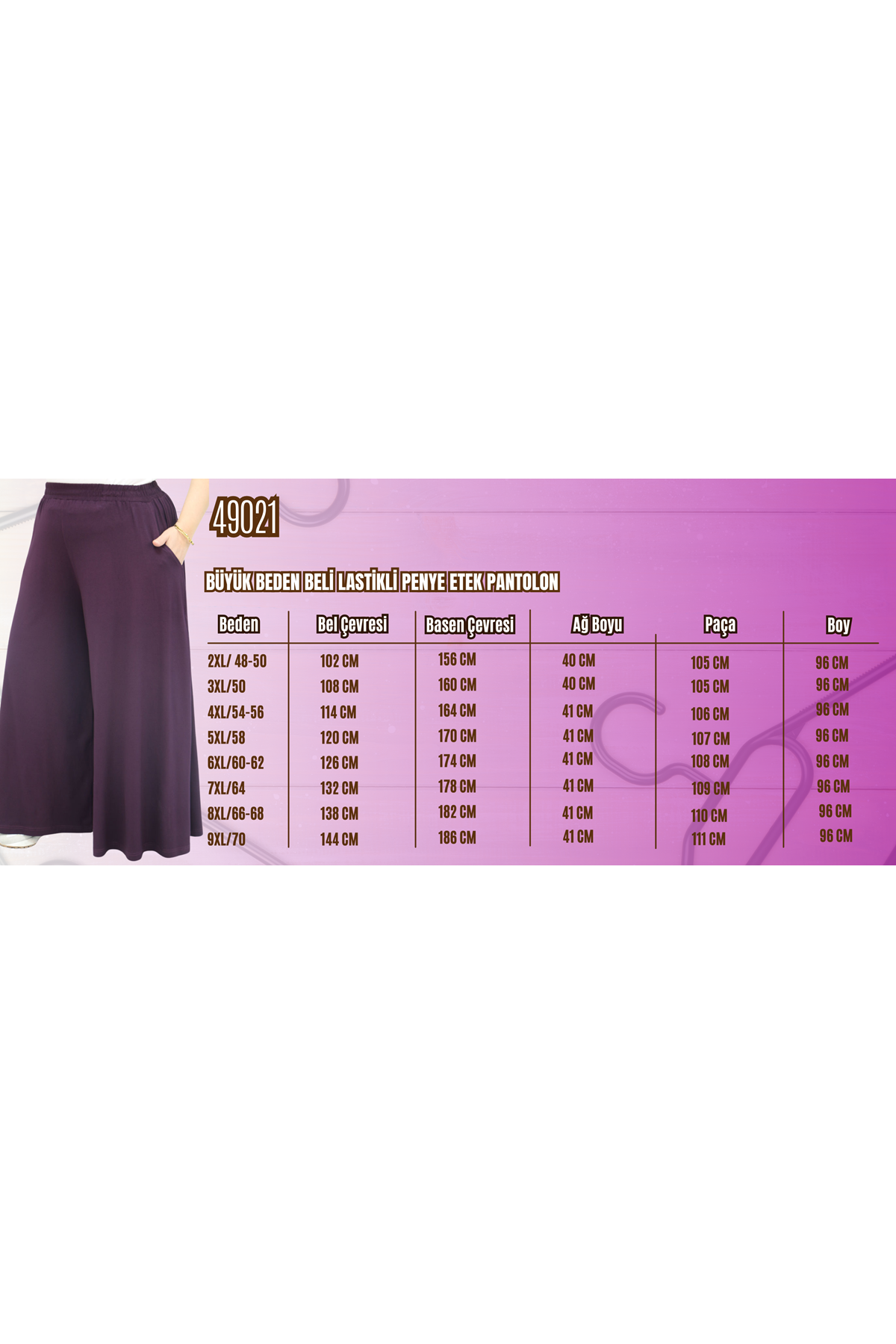 49003 Büyük Beden Beli Lastikli Penye Etek Pantolon - Koyu Lacivert 