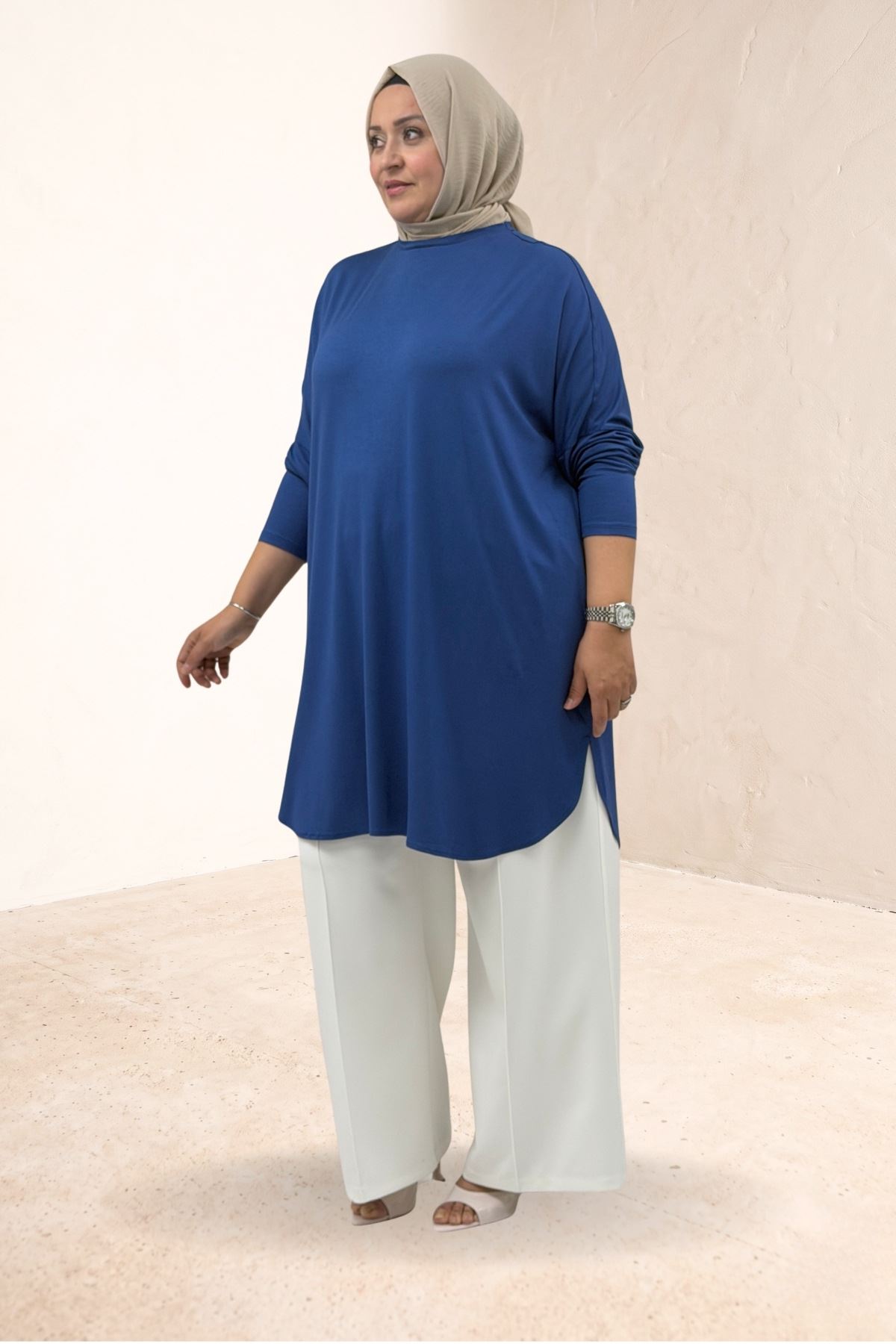 38111 Plus Size Basic Combed Cotton Tunic - Black