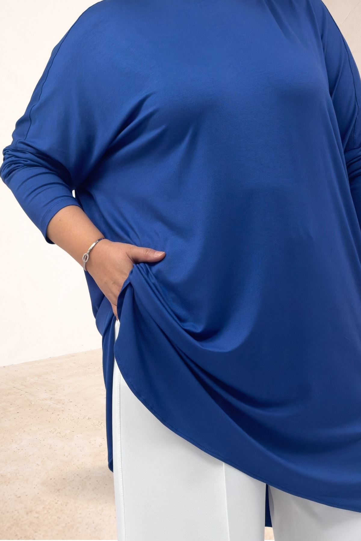 38111 Plus Size Basic Combed Cotton Tunic - Black