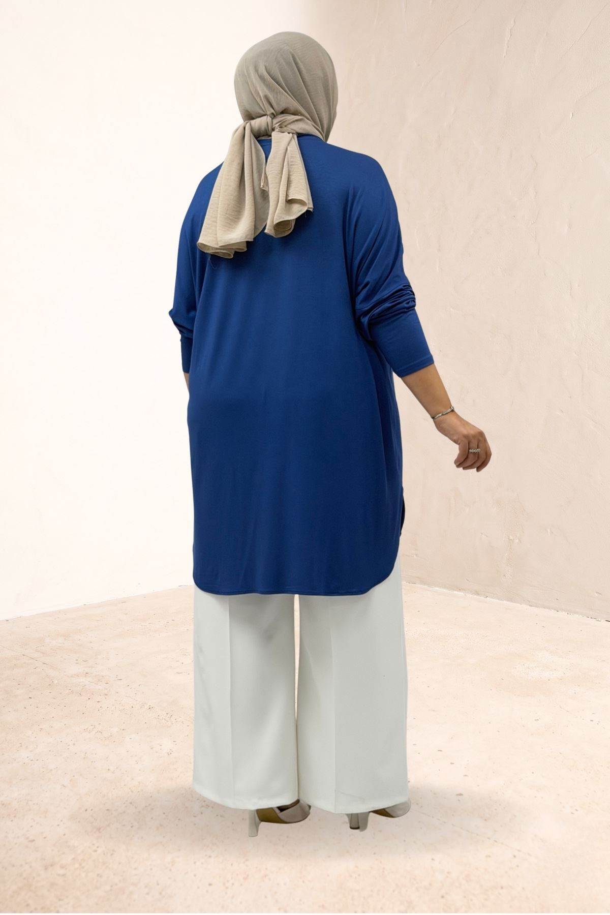 38111 Plus Size Basic Combed Cotton Tunic - Black