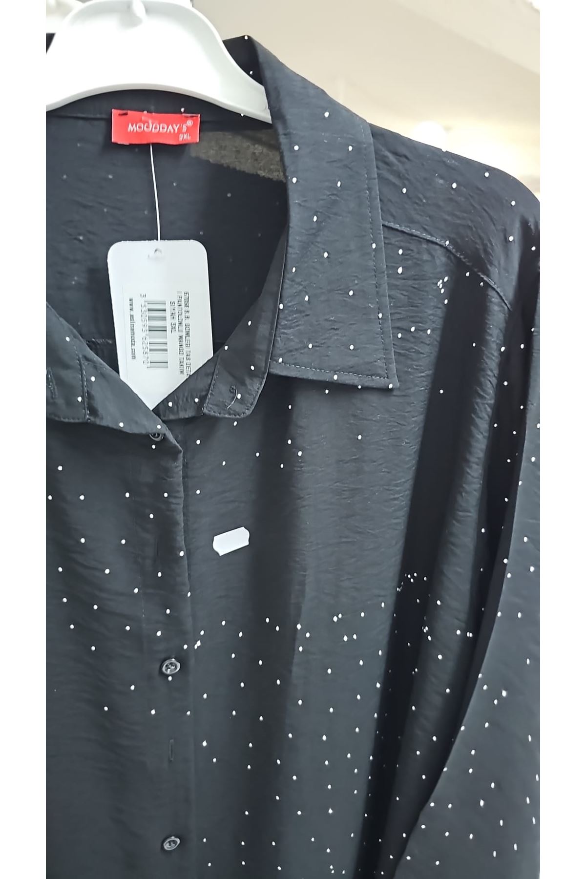D-67058 Büyük Beden Gömleği Taş Detaylı Pantolonlu Mango Takım - Siyah