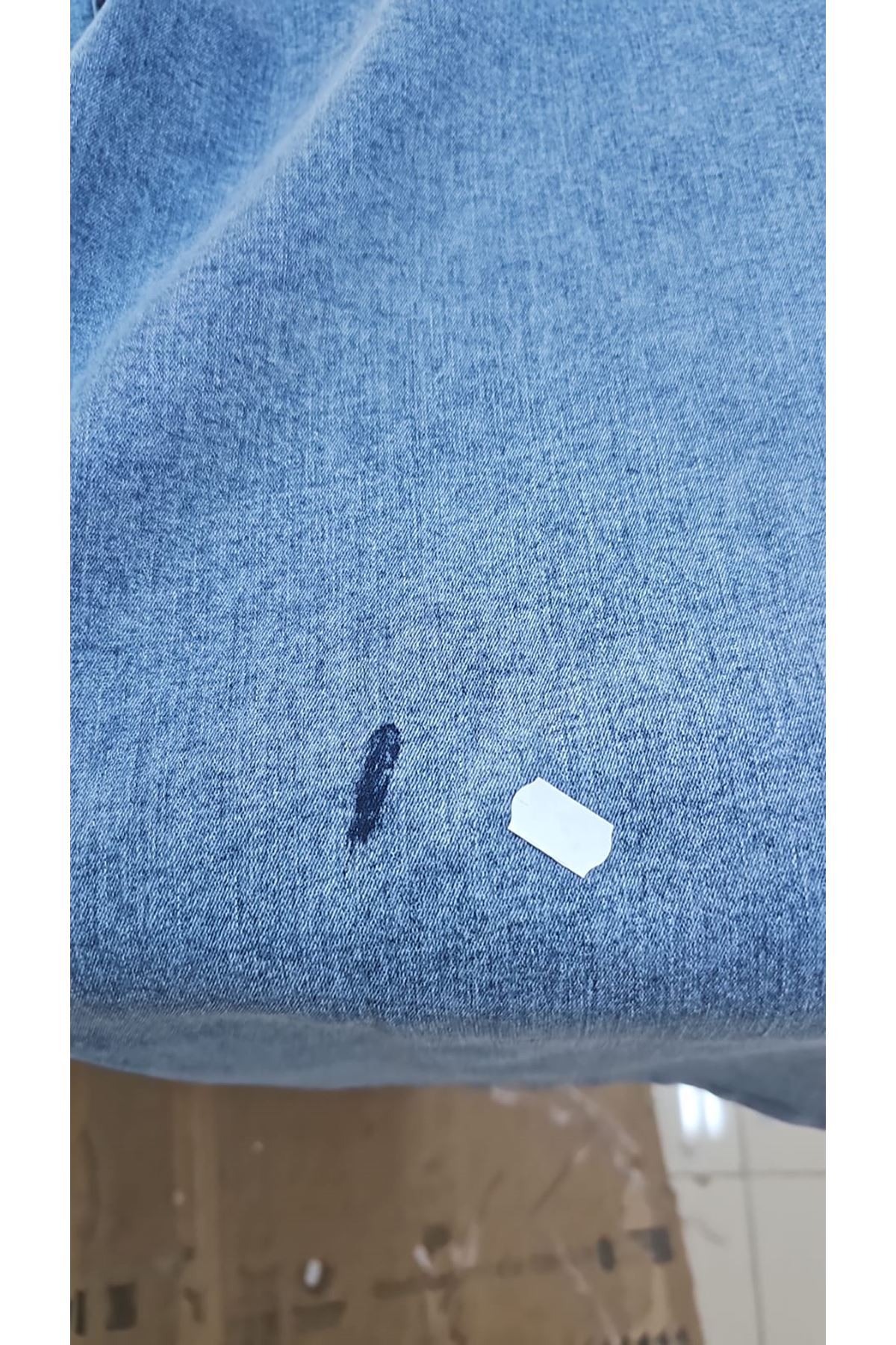 D-9182-10 Büyük Beden Bolpaça Beli Lastikli Kot Pantolon - Kar Yıkama Buz Mavi