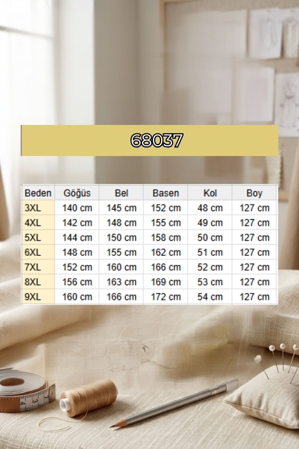 68037 Büyük Beden Aksesuar Detaylı Keten Tunik - Yağ Yeşili