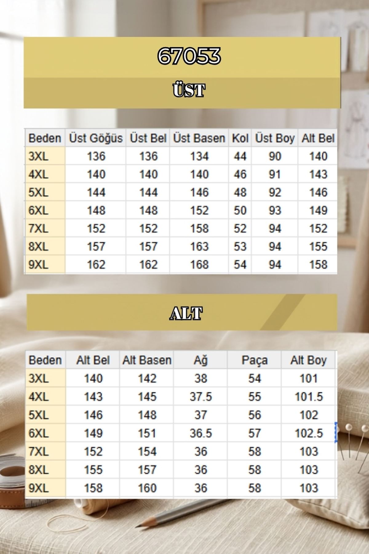 67053 Büyük Beden Kıstırma Biyeli Double Tensel Pantolonlu Takım - İndigo