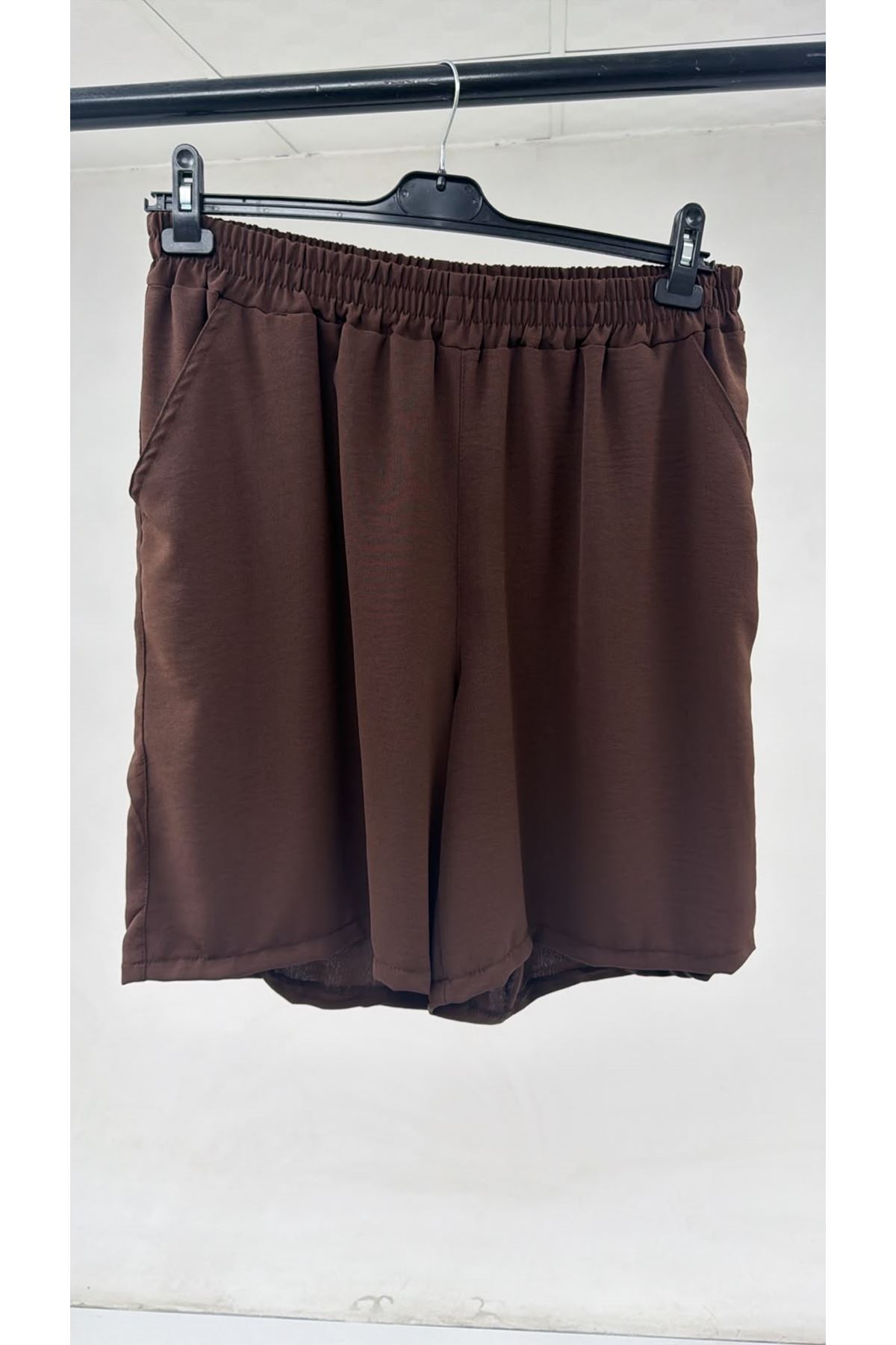 T-59201 Büyük Beden Kısa Pantolon - Kahve