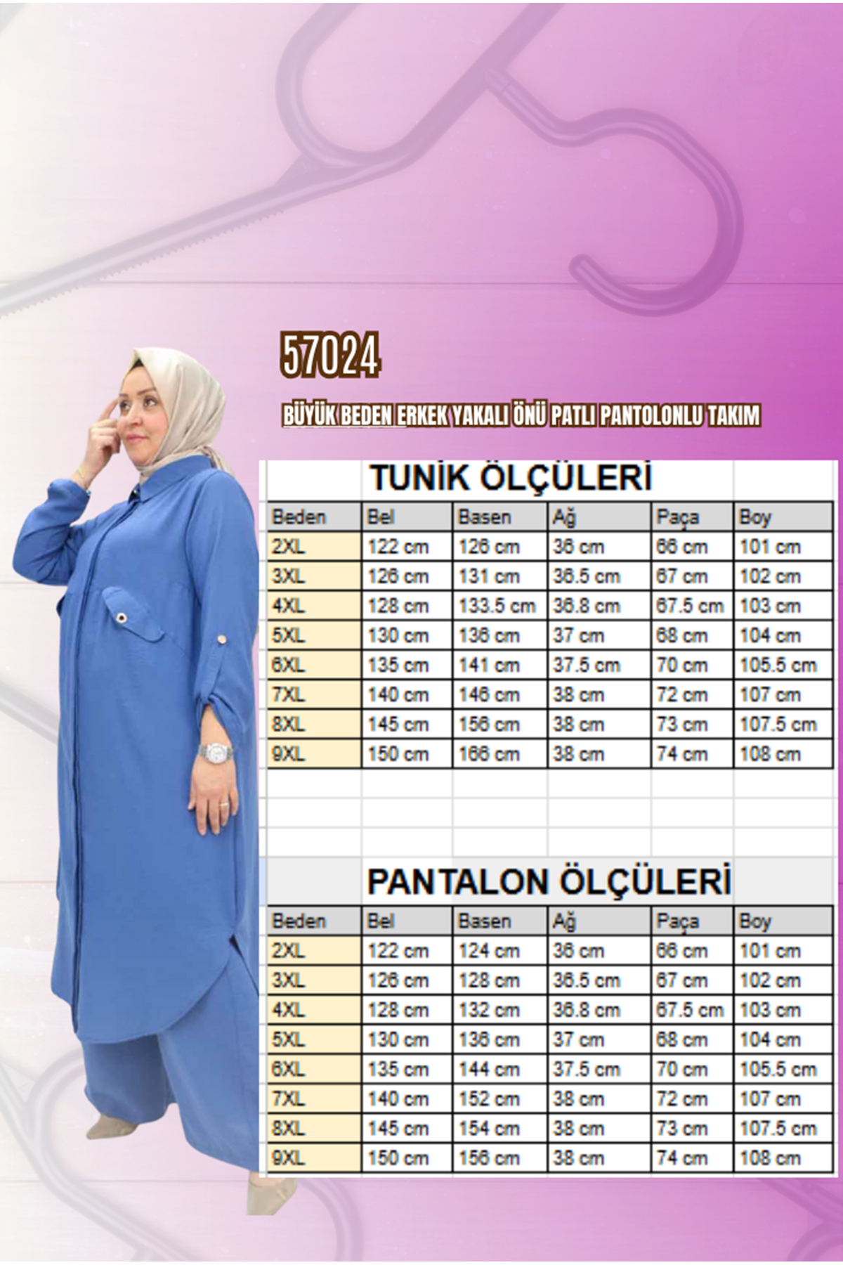 T-57024 Büyük Beden Erkek Yakalı Önü Patlı Pantolonlu Takım - Lacivert