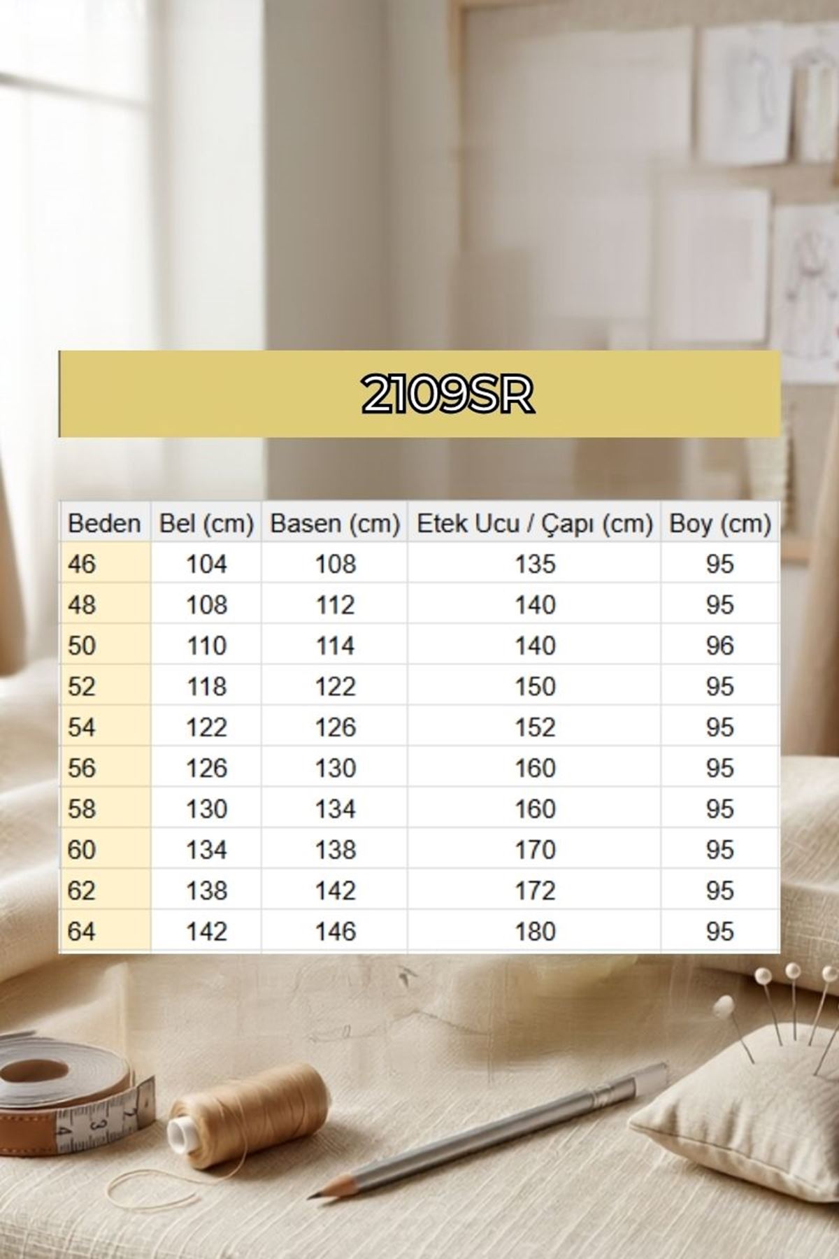 2109Sr Cepte Yıldız Düğme Detaylı Keten Etek - Lacivert