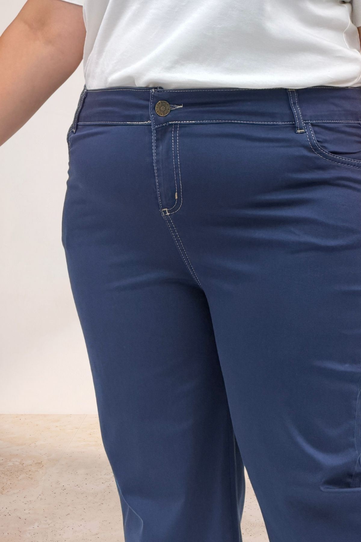 5051 Cep Detaylı Borupaça Gabardin Pantolon - Lacivert