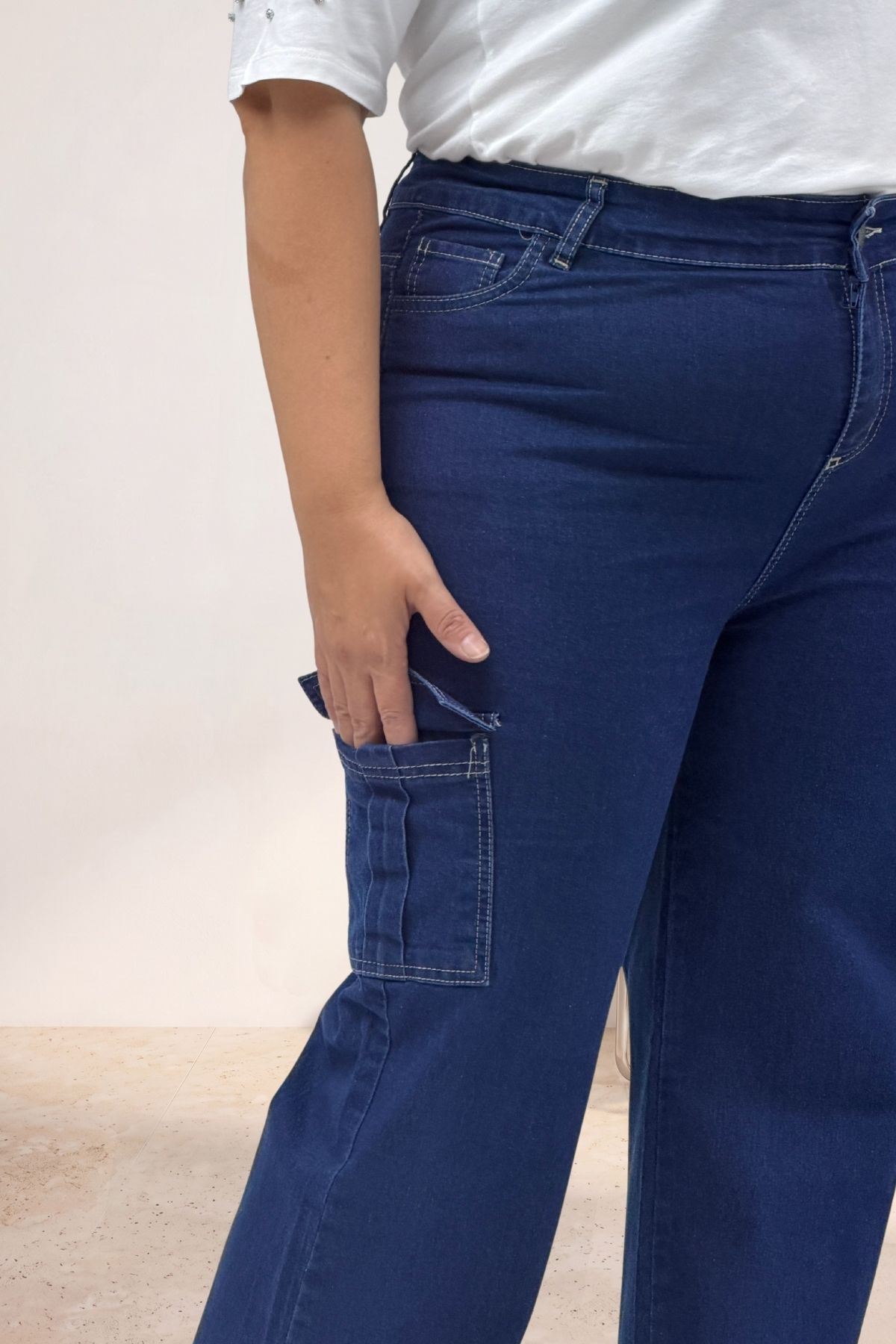 5065 Cepsiz Borupaça Kot Pantolon - Mavi