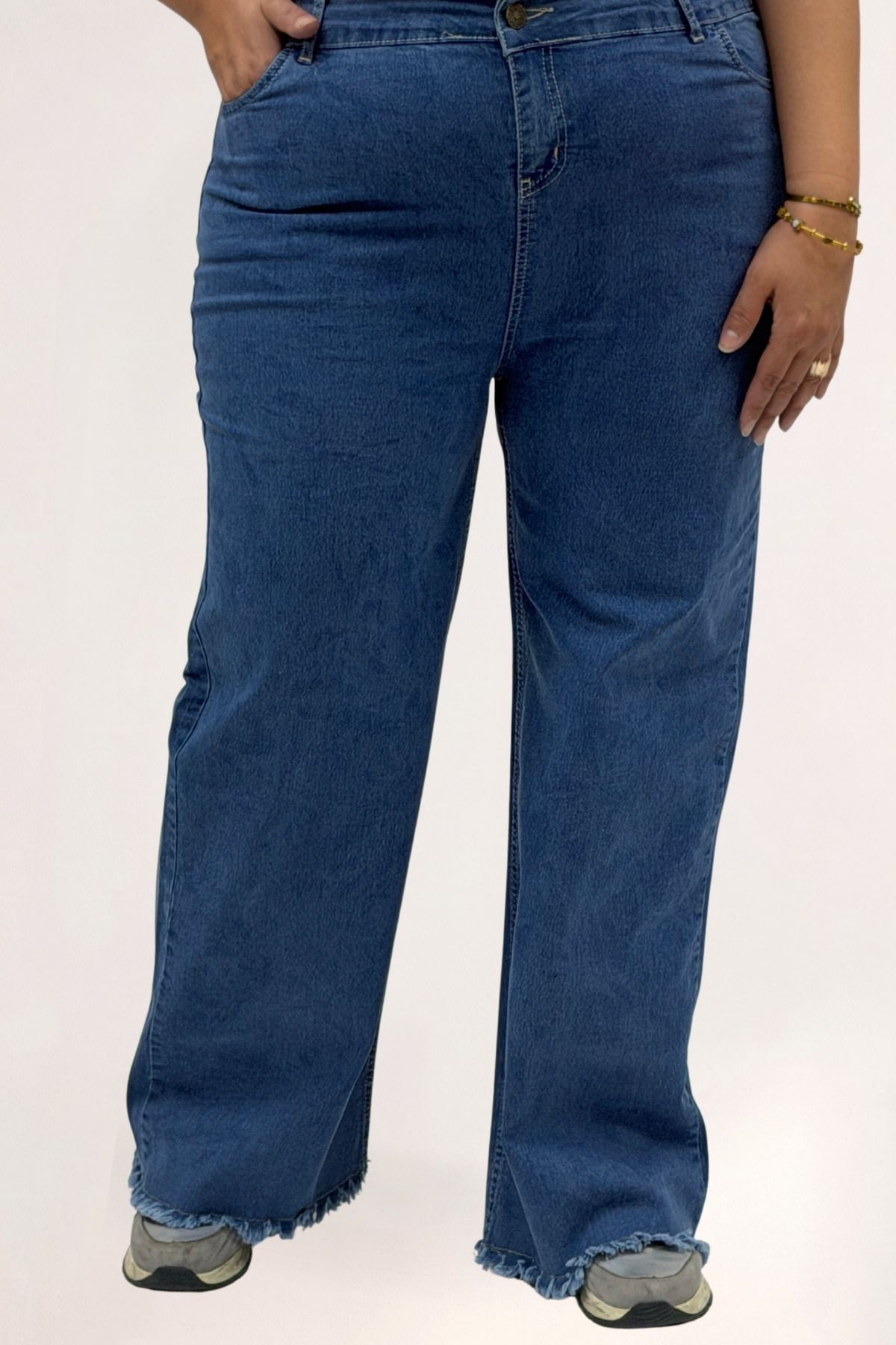 5051P Paçası Püskül Detaylı Kot Pantolon - Mavi