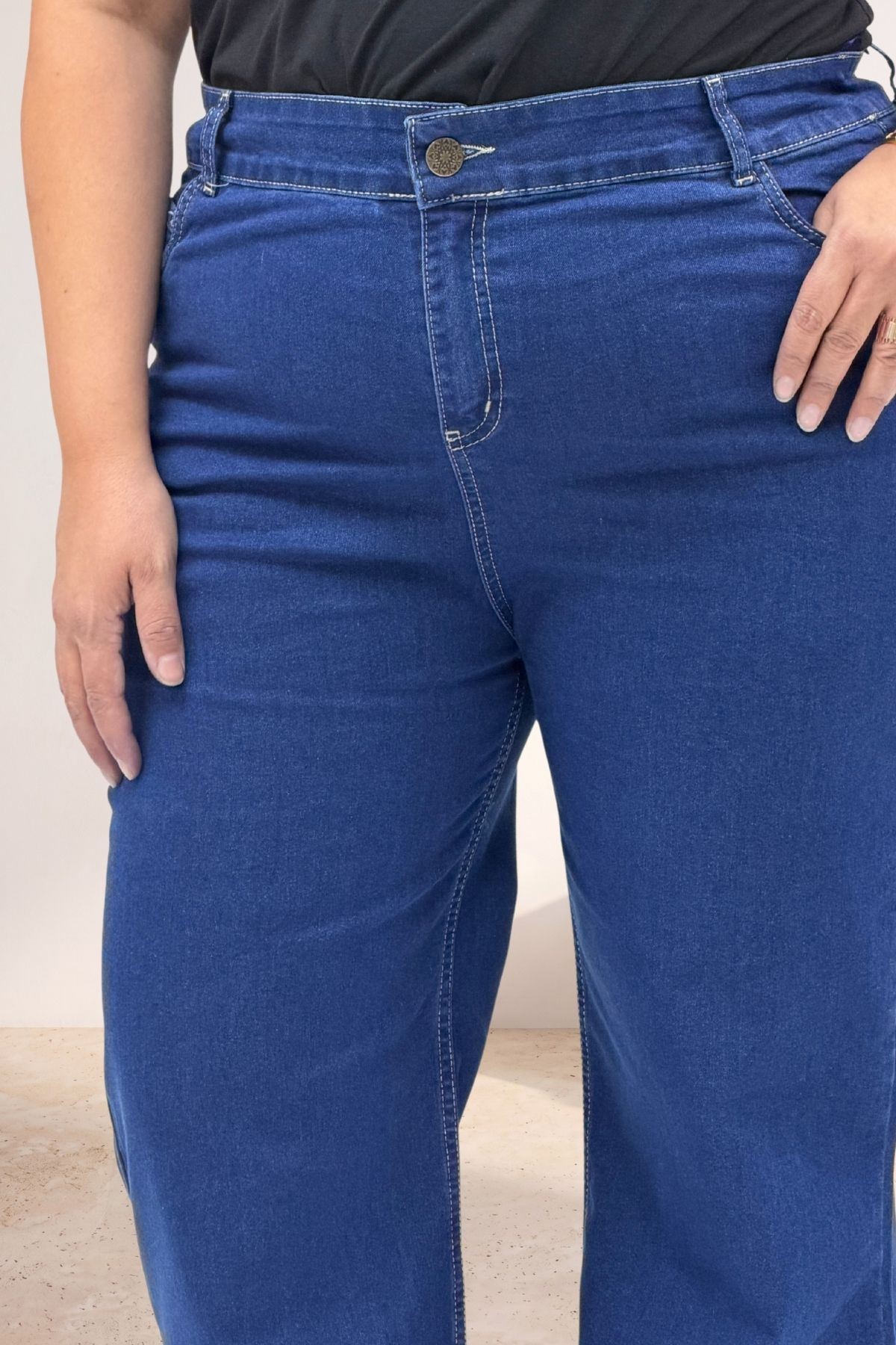 5061 Dikiş Detaylı Kot Pantolon - Koyu Mavi