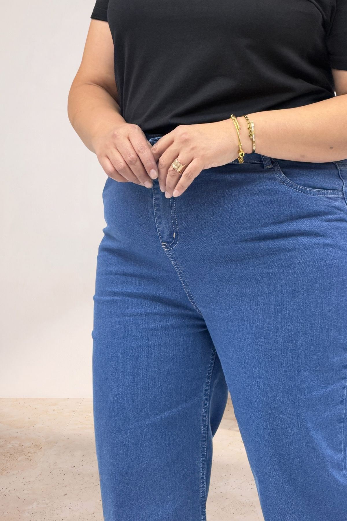5061 Dikiş Detaylı Kot Pantolon - Mavi