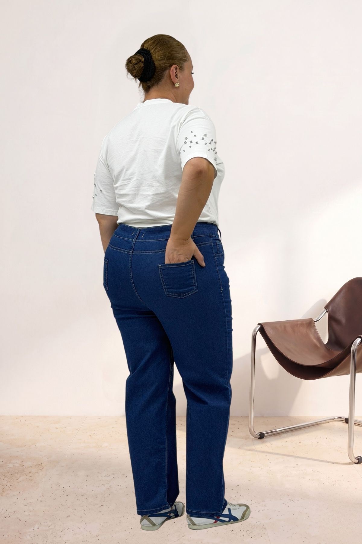 5053S Boru Paça Kot Pantolon - Koyu Mavi