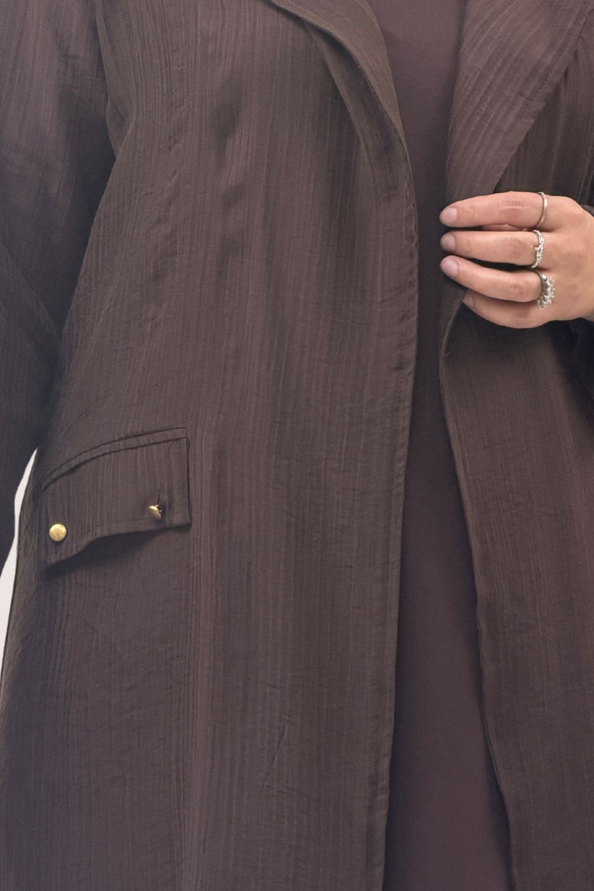 63016 Büyük Beden Mostralı Blazer Double Tensel Ceket - Kahve