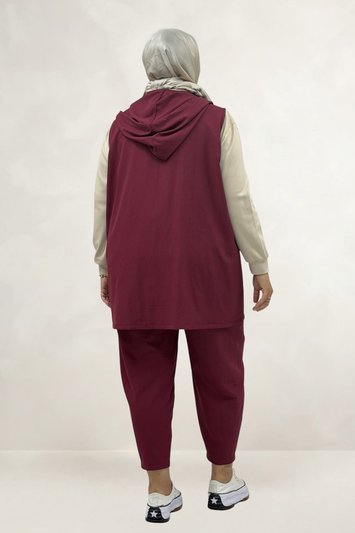 67057 Büyük Beden Yelek-Pantolon Nora Takım - Bordo