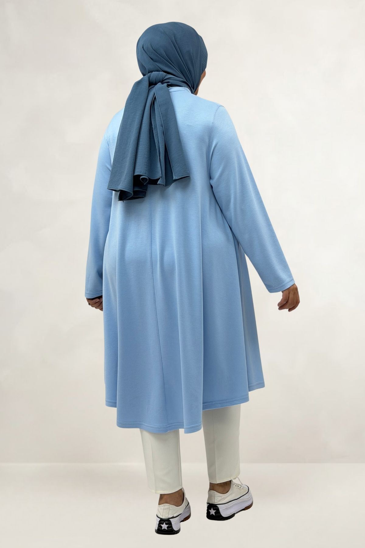 68090  Büyük Beden Modal Mevlana Tunik - Bebe Mavi