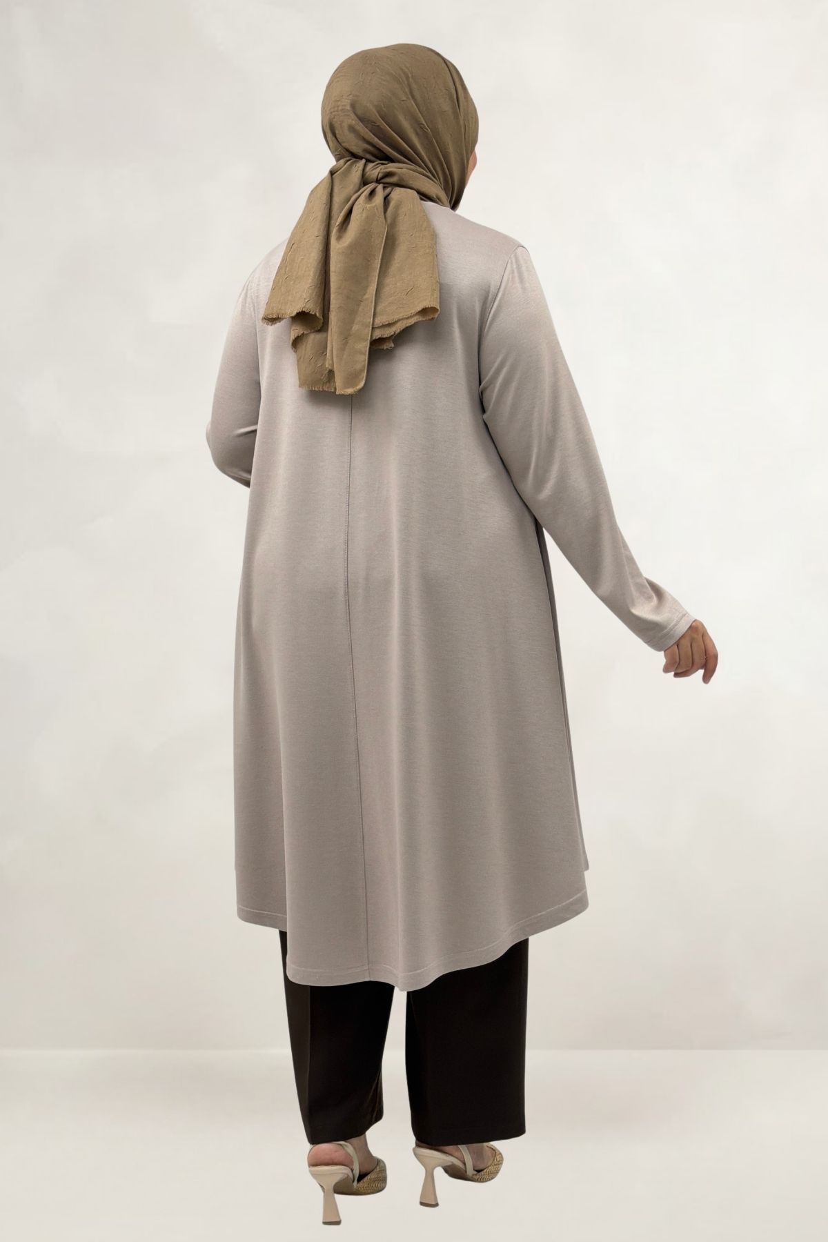 68090  Büyük Beden Modal Mevlana Tunik - Bej