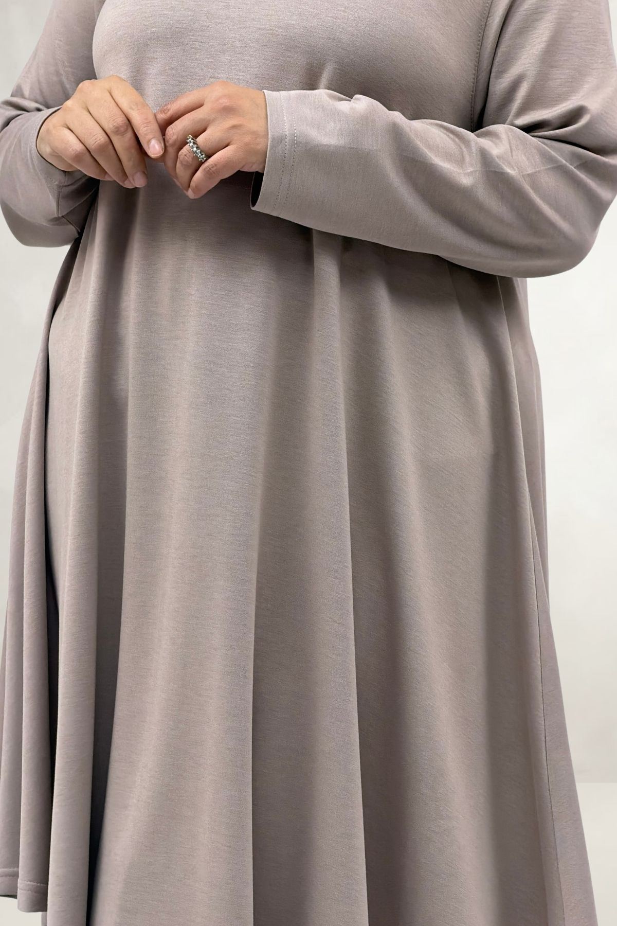 68090  Büyük Beden Modal Mevlana Tunik - Bej